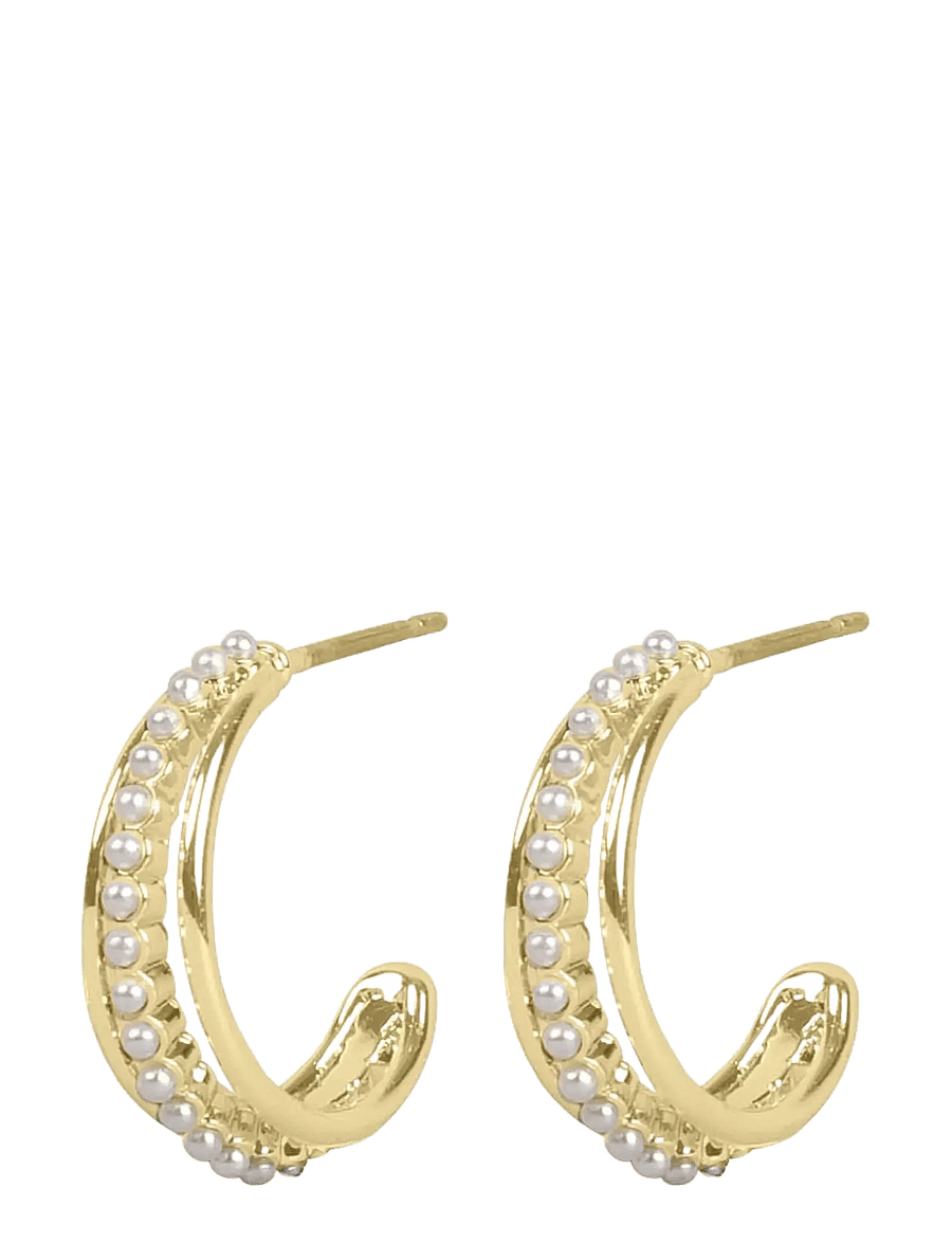 SNÖ of Sweden - Night pearl oval ear g/white - Onesize - perleøreringe - g/white - 2