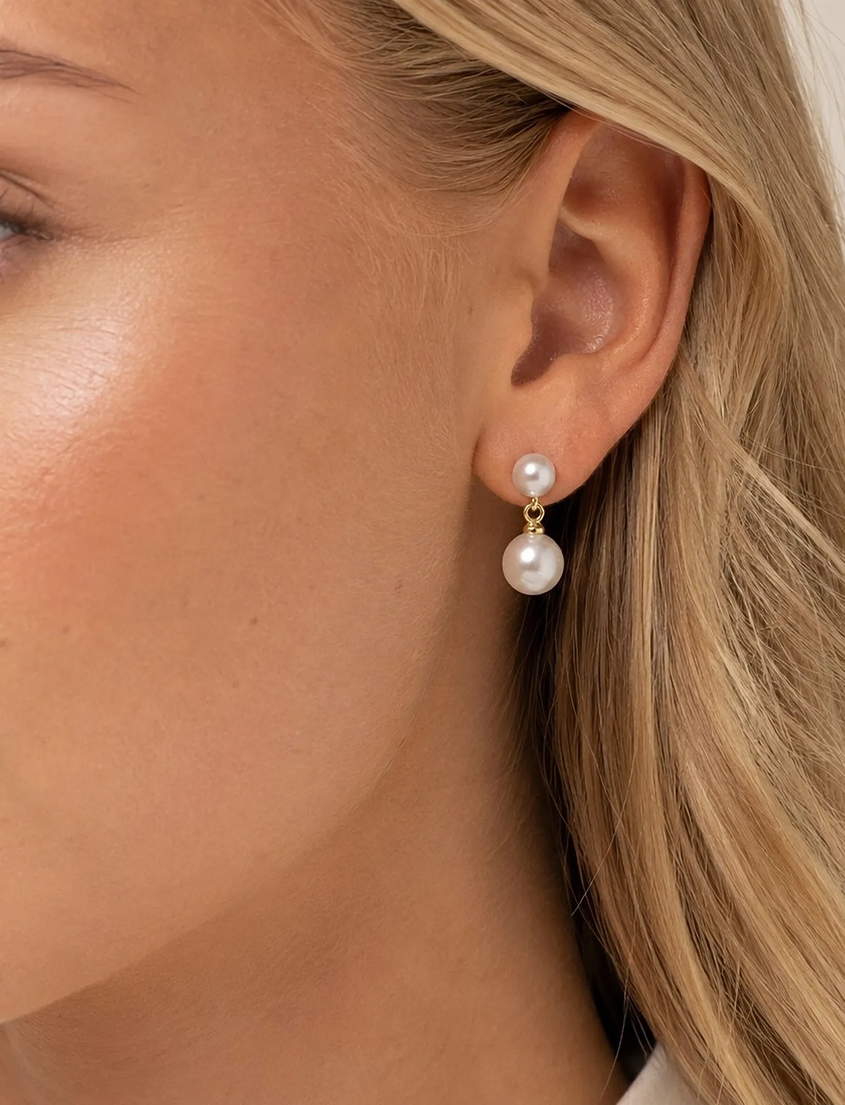 SNÖ of Sweden - Gemme small double pearl ear g/white - Onesize - perleøreringe - g/white - 0