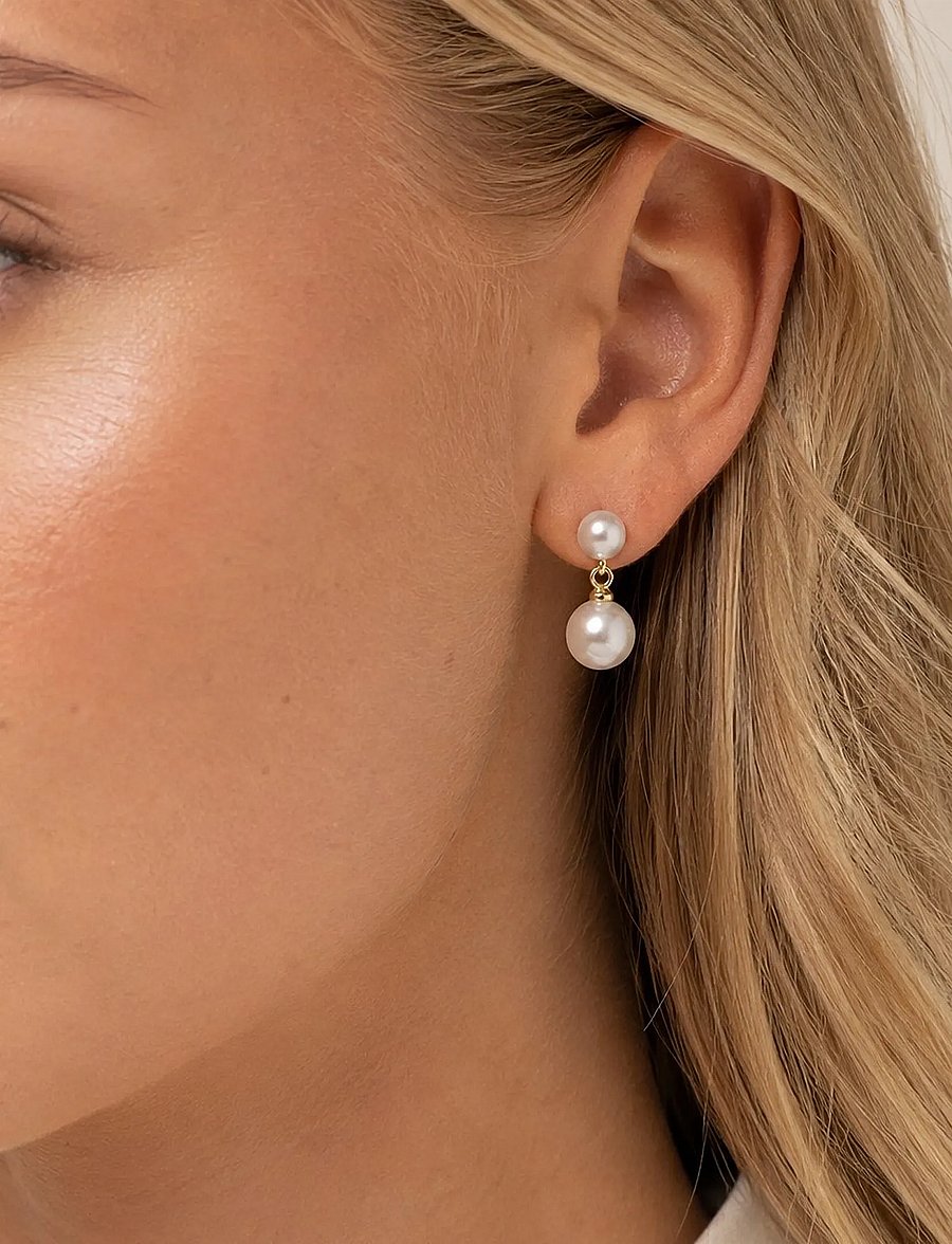 SNÖ of Sweden - Gemme small double pearl ear g/white - Onesize - perleøreringe - g/white - 0