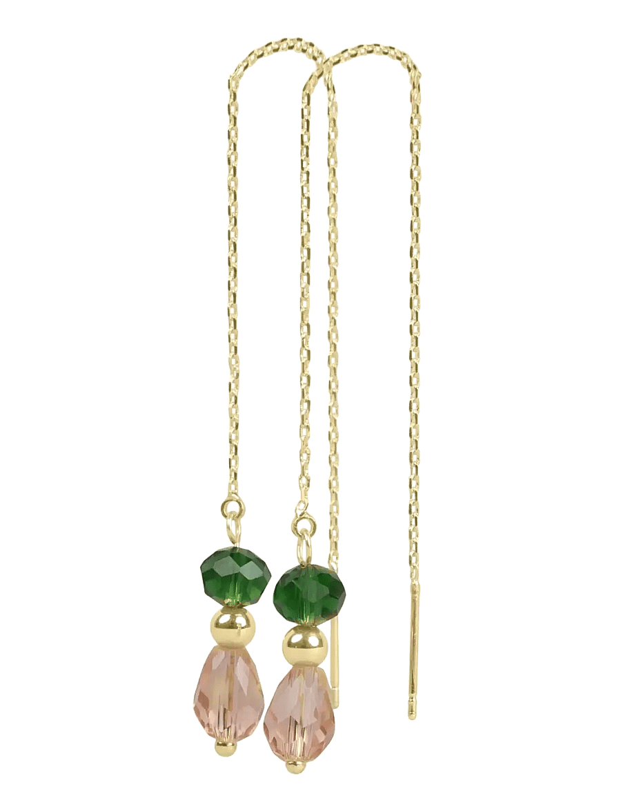 SNÖ of Sweden - Gemme chain mix ear g/mix green - Onesize - Øreringe med vedhæng - g/mix green - 1