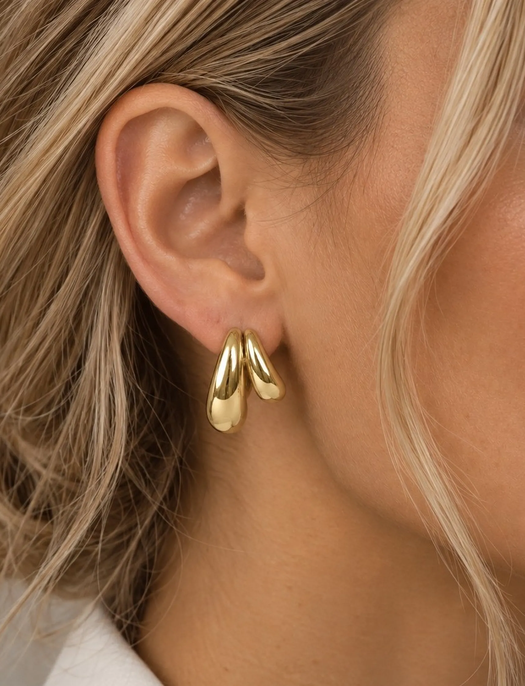SNÖ of Sweden - Double oval ear plain g - Onesize - statement-ohrringe - plain g - 0