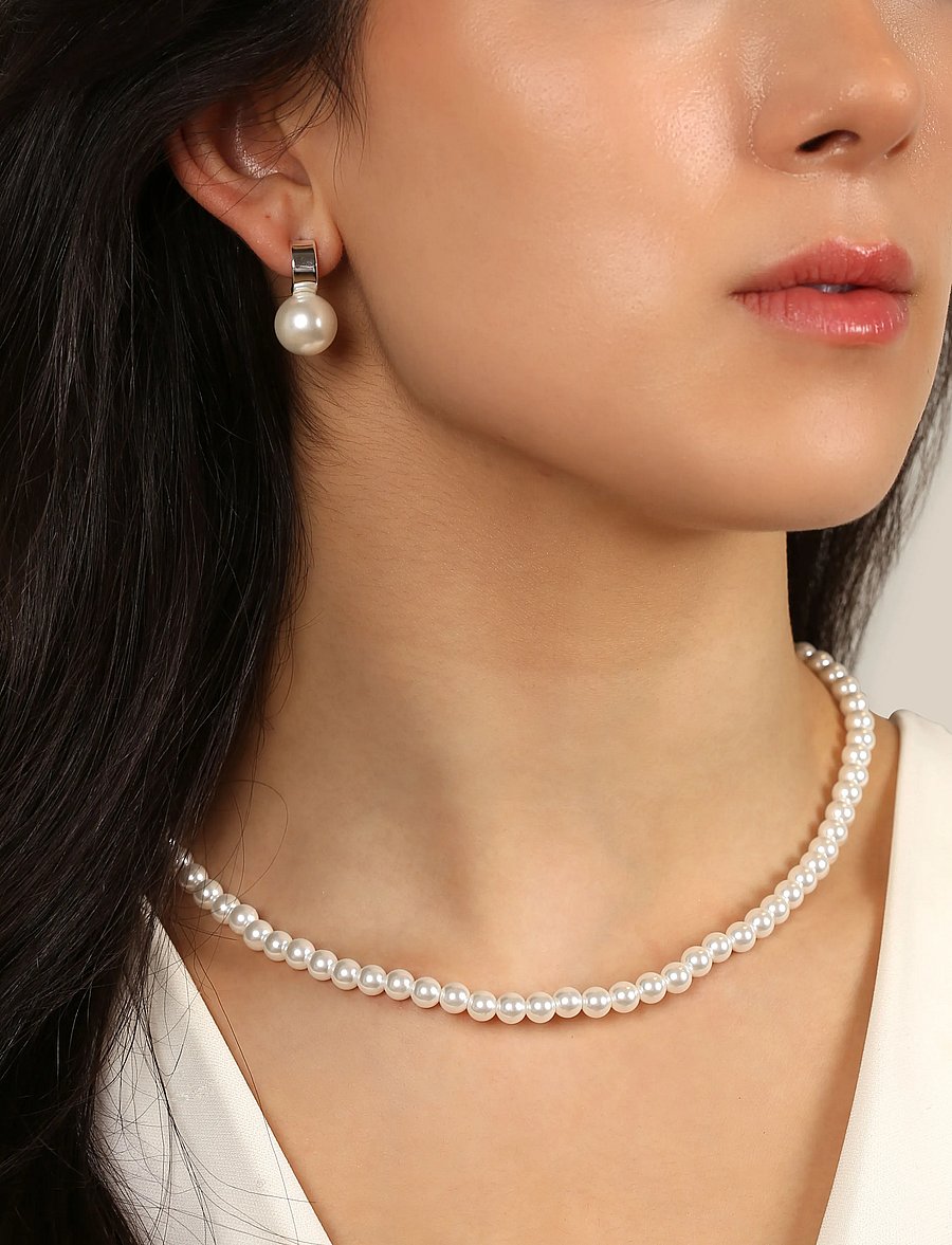 SNÖ of Sweden - Sophie small neck 42 s/white - 42 cm - perlenketten - s/white - 0
