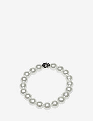 SNÖ of Sweden - Laney elastic pearl brace silver/M - helmirannekorut - white - 0