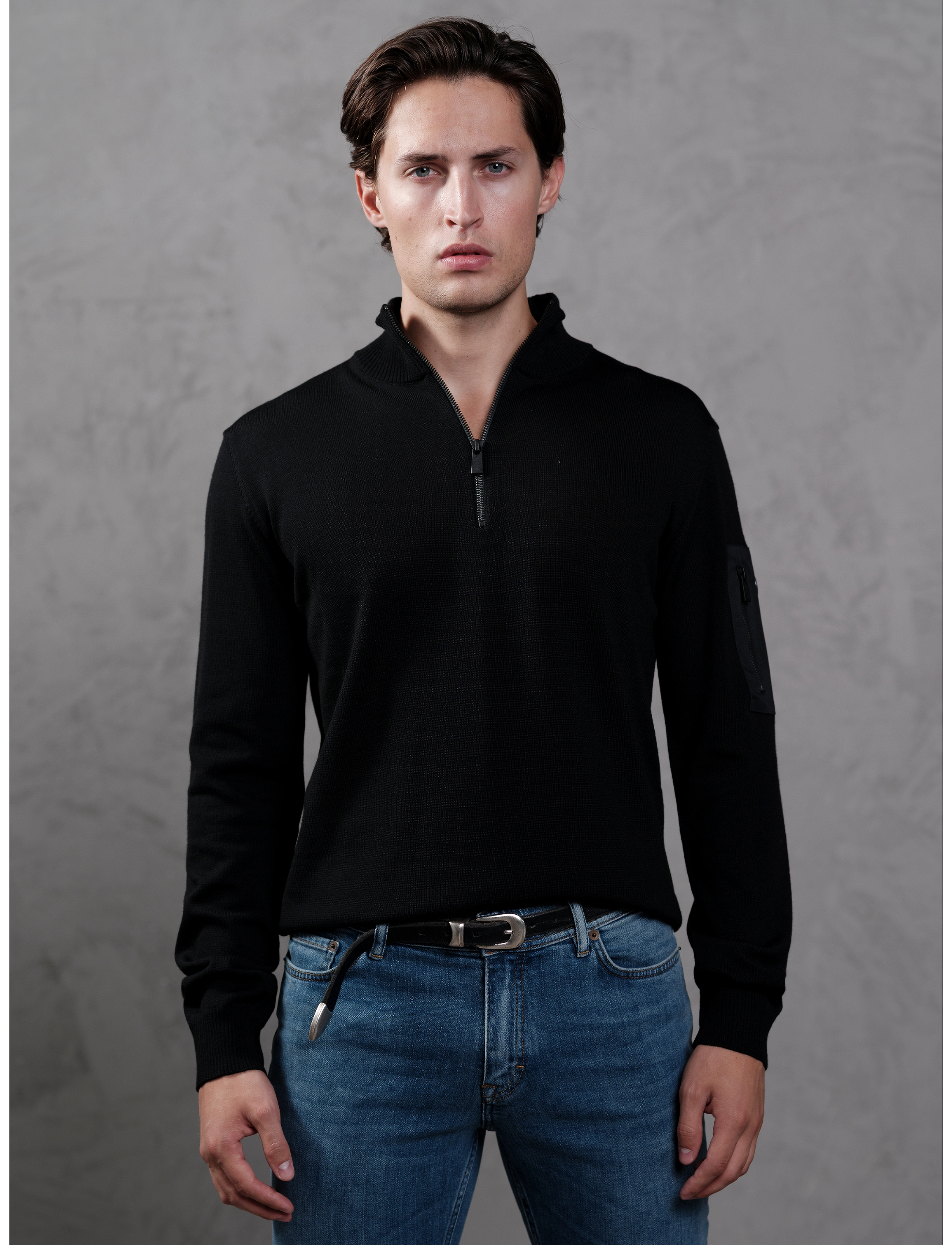SNOOT LUCCA 1/2 ZIP M - Pullover mit halbem Reißverschluss - BLACK / black