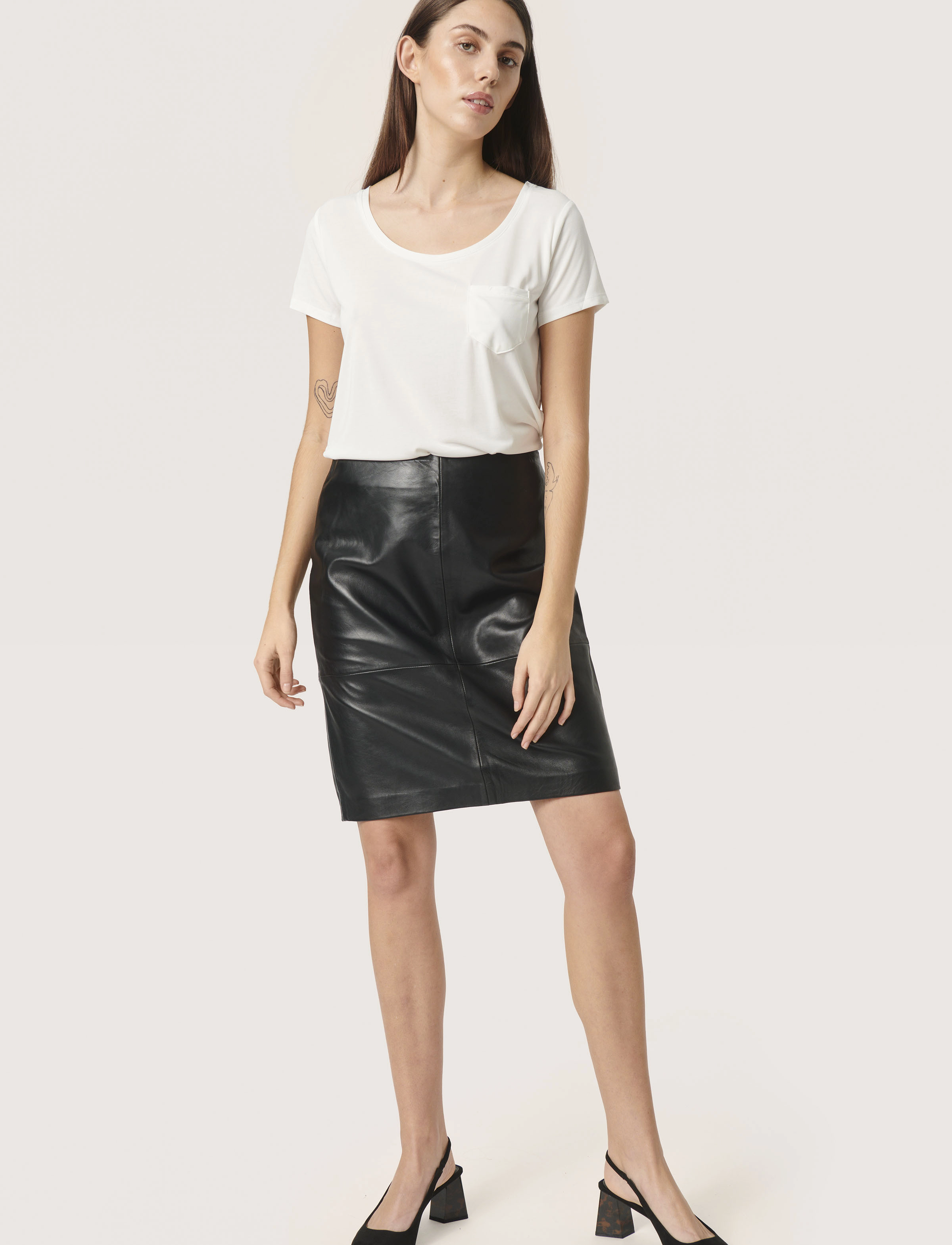 Soaked - SLFolly Skirt - leather skirts - black - 3