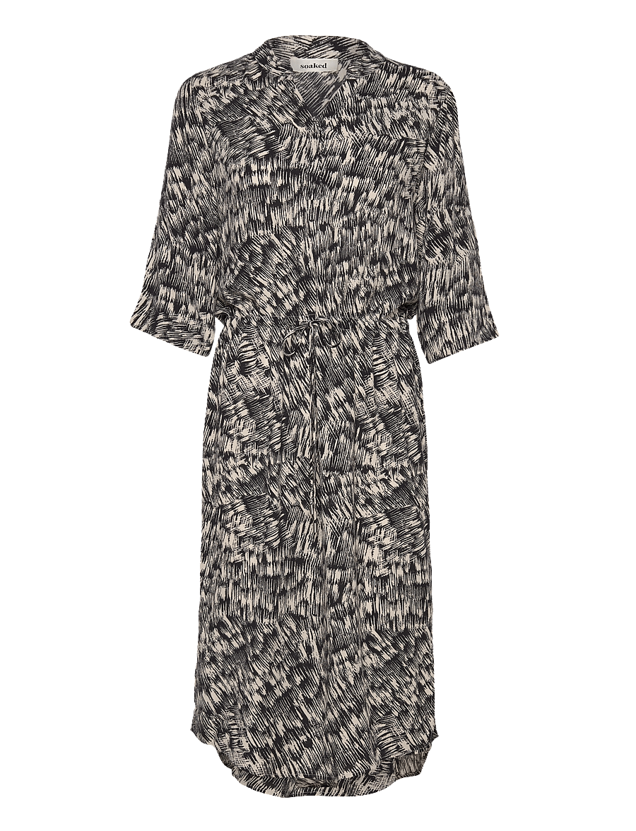 Soaked - SLZaya Dress - suvekleidid - black stroke print - 1