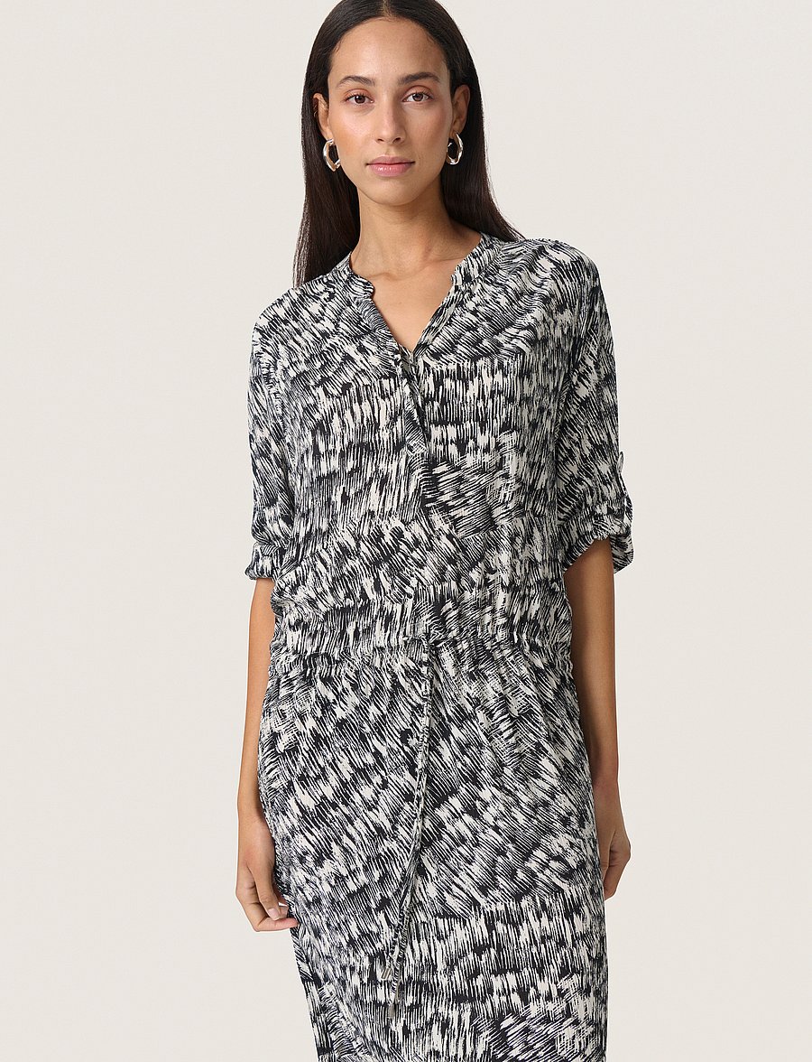 Soaked - SLZaya Dress - suvekleidid - black stroke print - 0