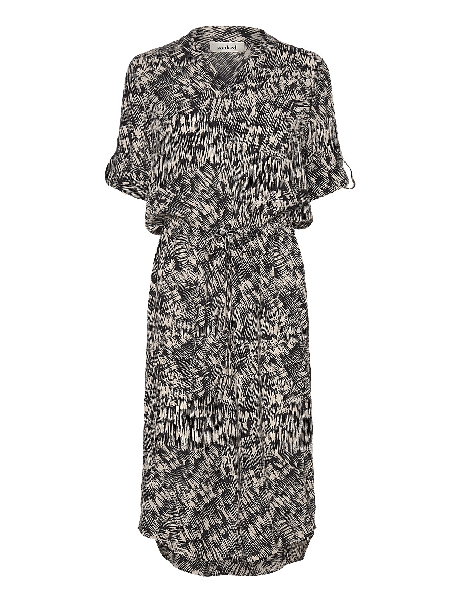 Soaked - SLZaya Dress - suvekleidid - black stroke print - 3