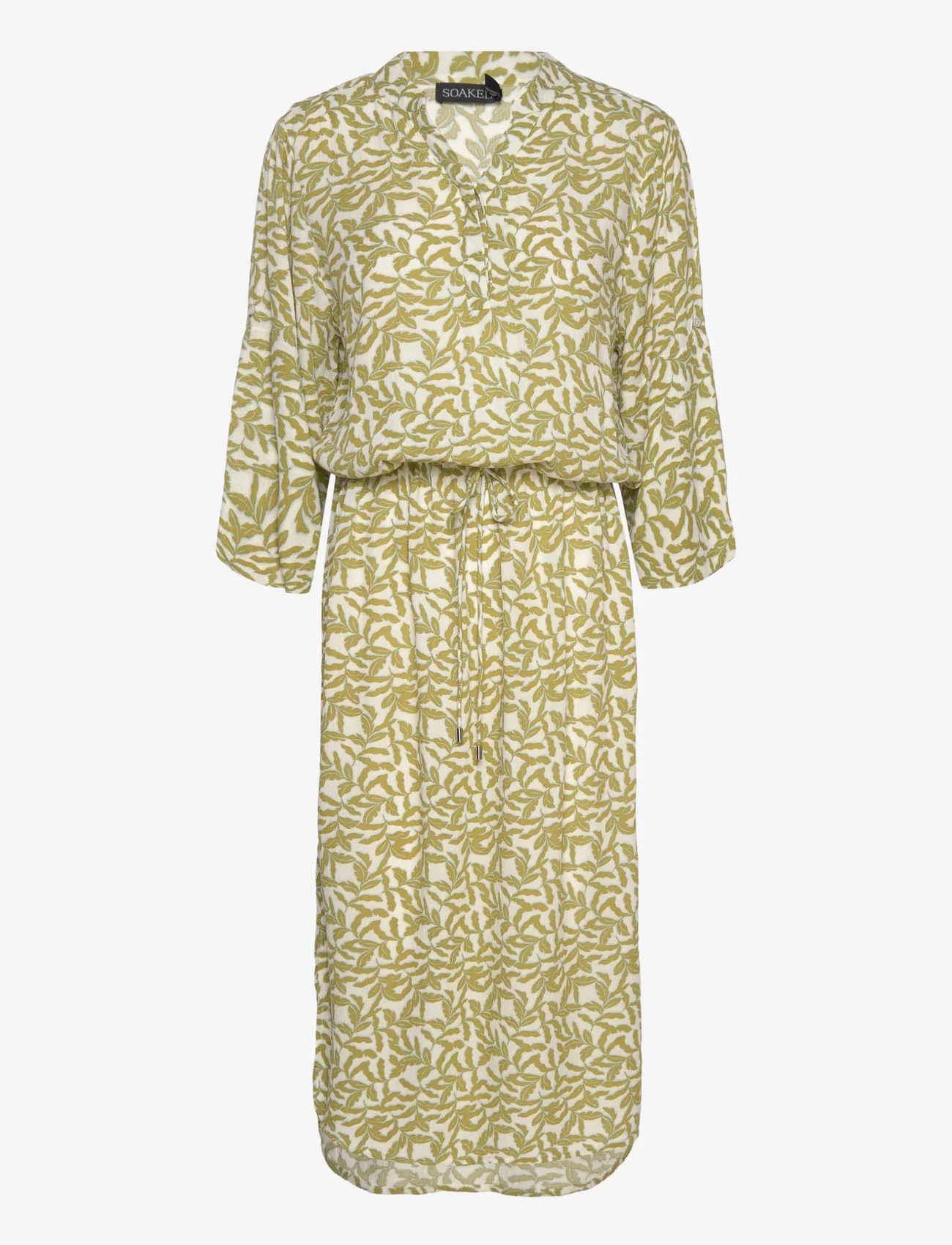Soaked in Luxury - SLZaya Dress - sukienki koszulowe - green moss leaf print - 0
