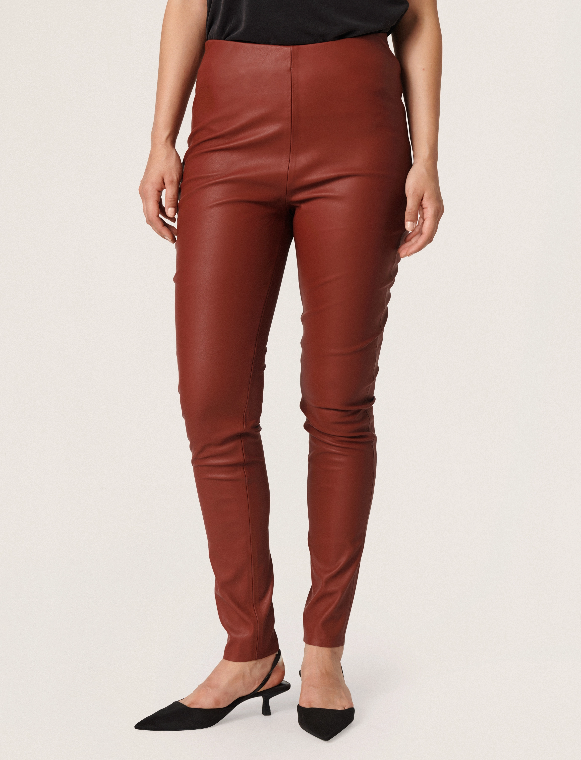 Soaked SLKaylee PU Leggings - Bukser - RHUBARB / burgundy