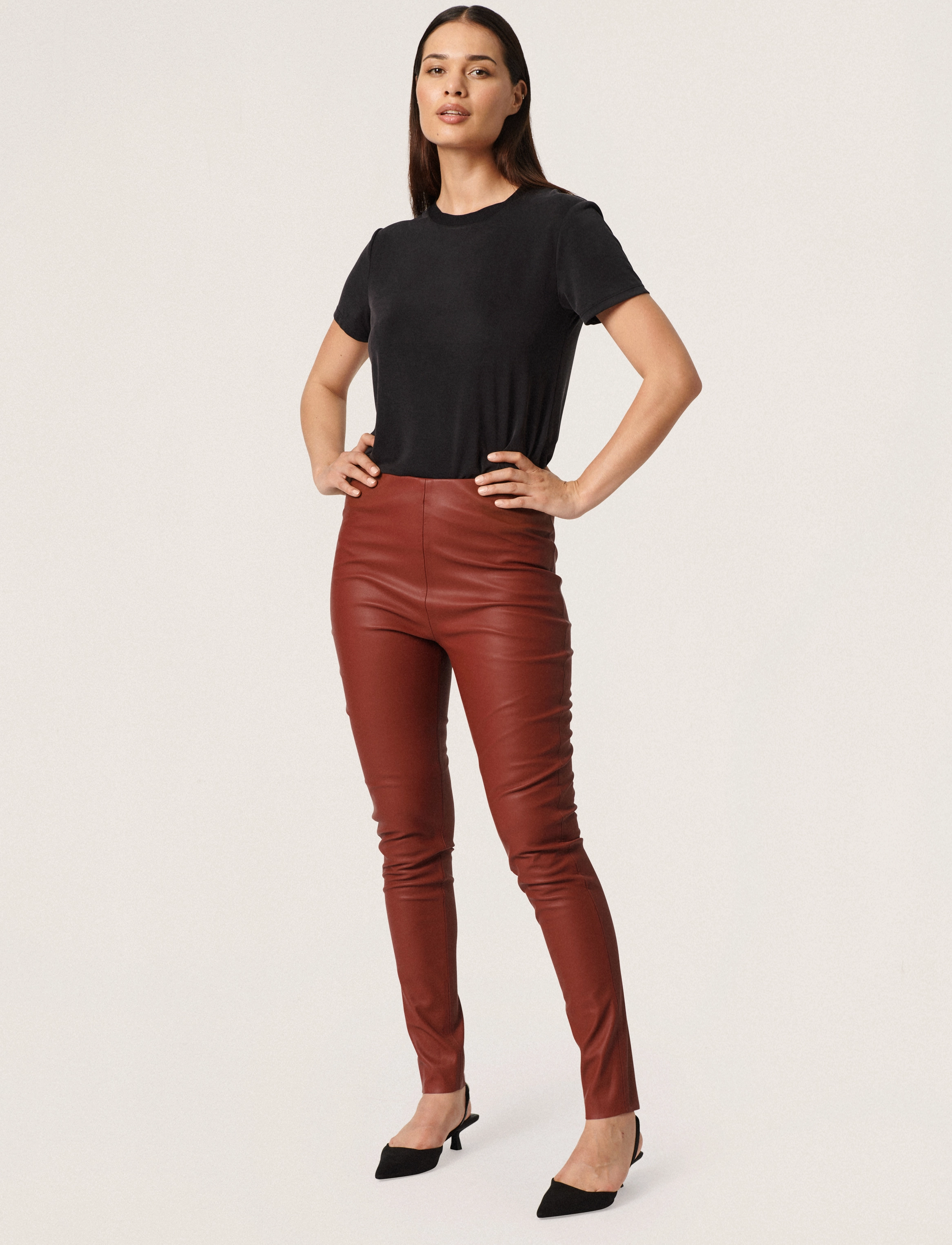 Soaked - SLKaylee PU Leggings - festtøj til outletpriser - rhubarb - 3