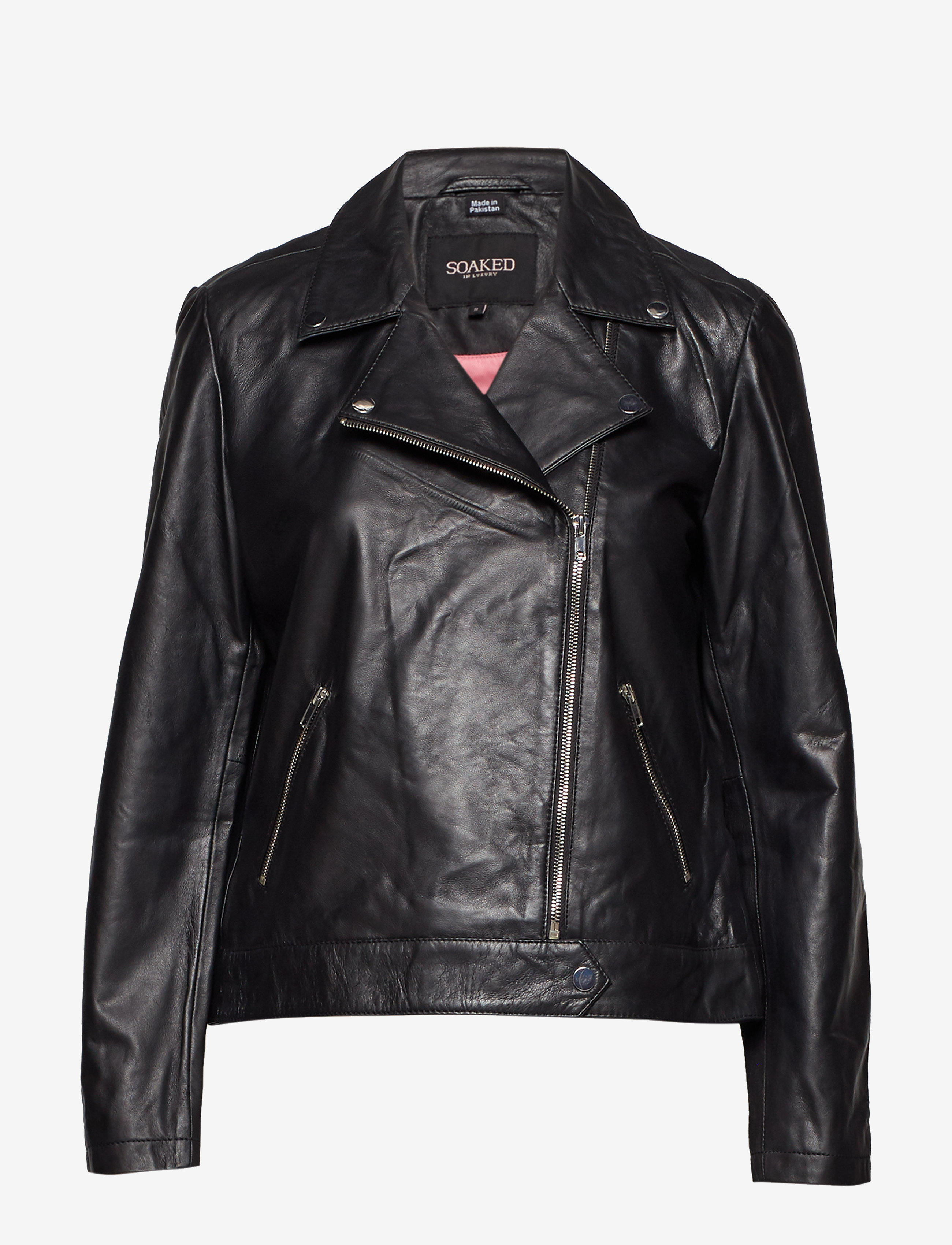 Soaked SLMaeve Leather Jacket LS - Soaked in Luxury - BLACK / black