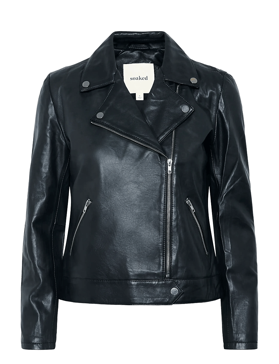 Soaked - SLMaeve Leather Jacket LS - vårjackor - black - 1