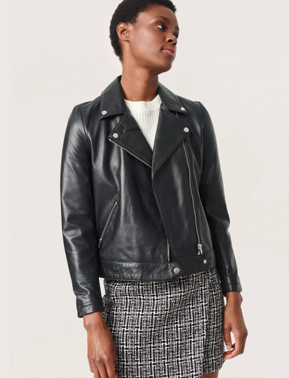 Soaked in Luxury - SLMaeve Leather Jacket LS - læderjakker - black - 0