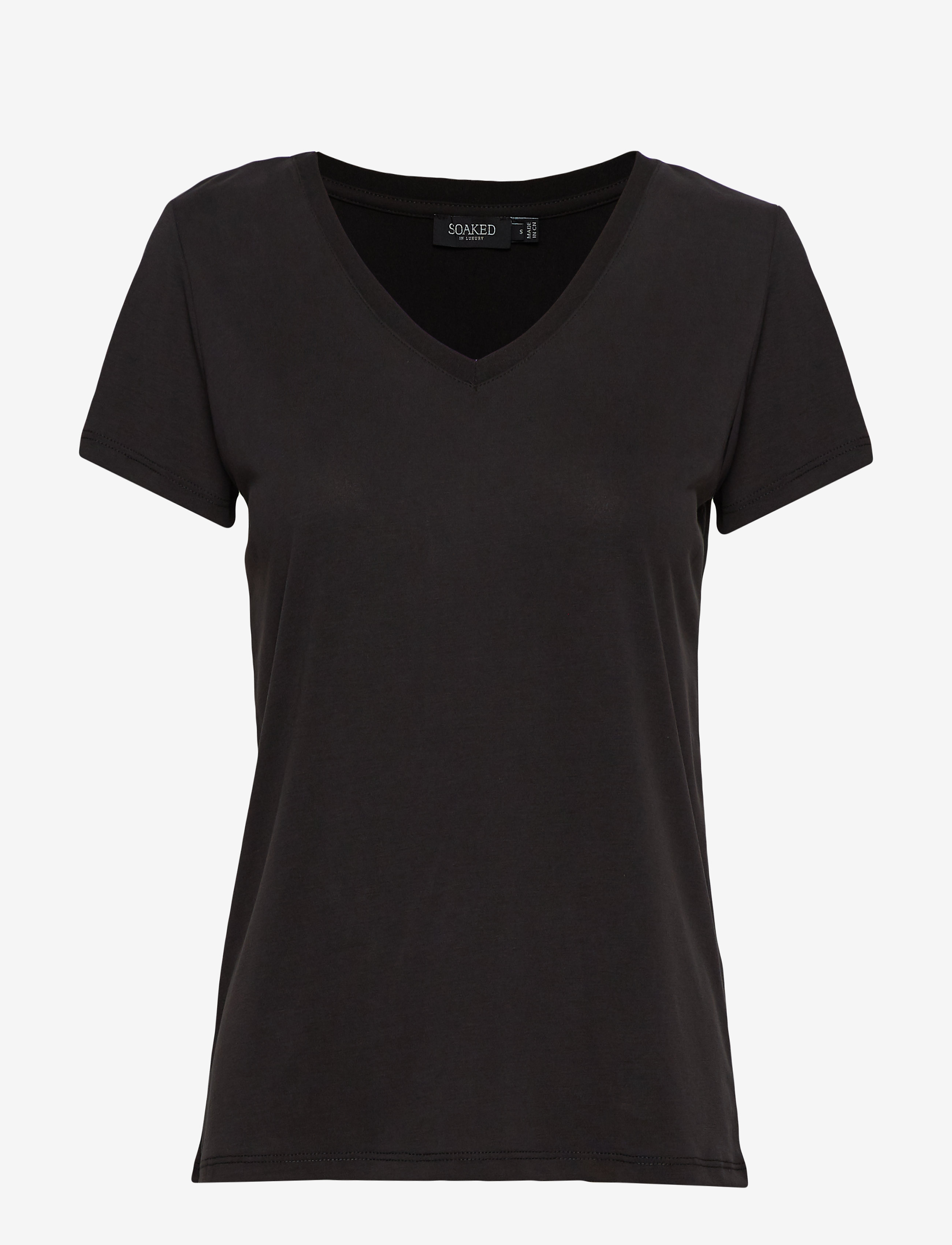 Soaked SLColumbine V-neck SS - Vaatetus - BLACK / black