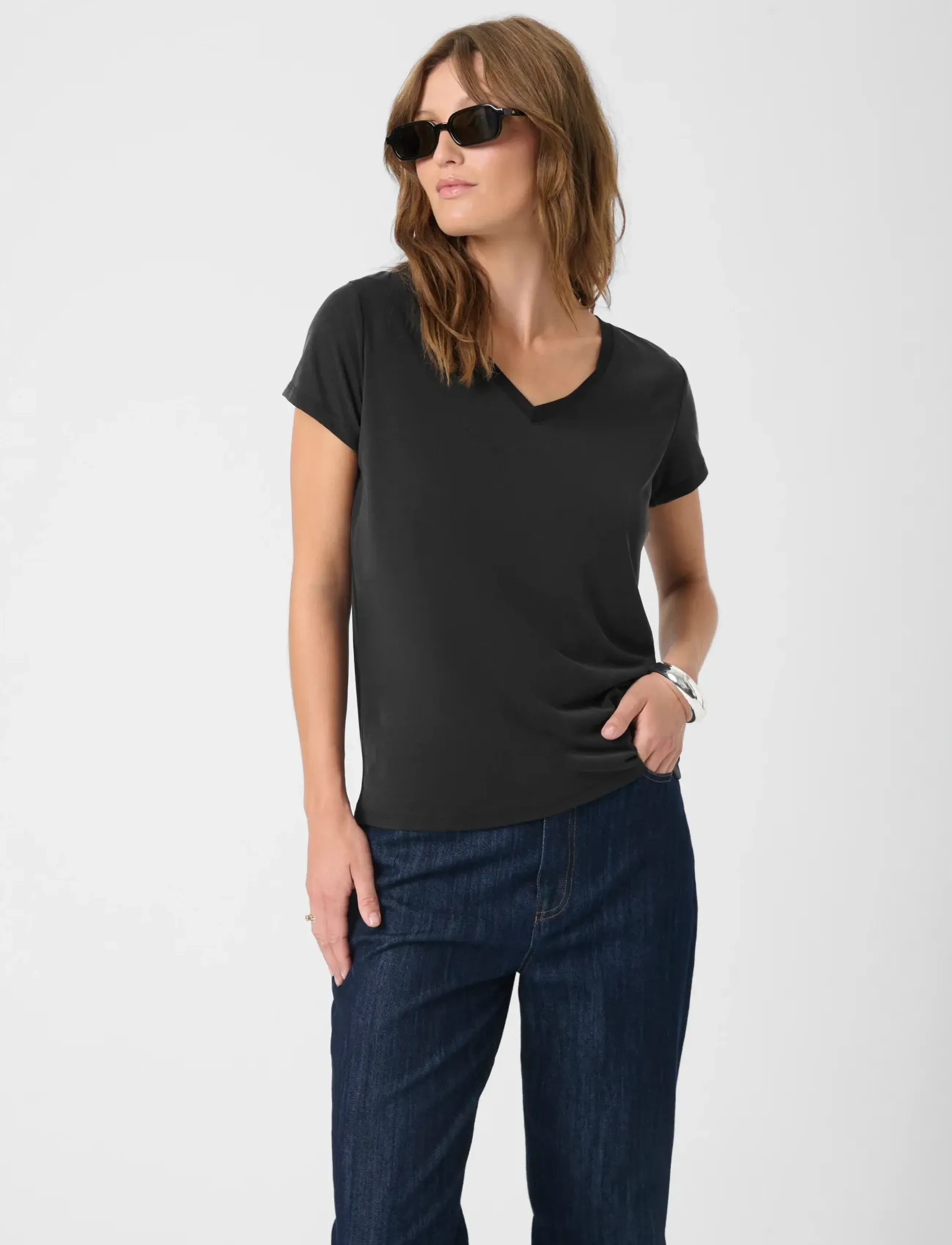 Soaked SLColumbine V-neck SS - T-Shirts & Tops - BLACK / black