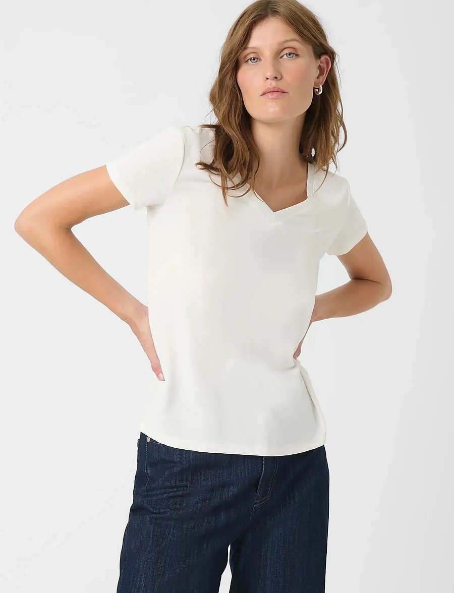 Soaked - SLColumbine V-neck SS - t-shirts - broken white - 0