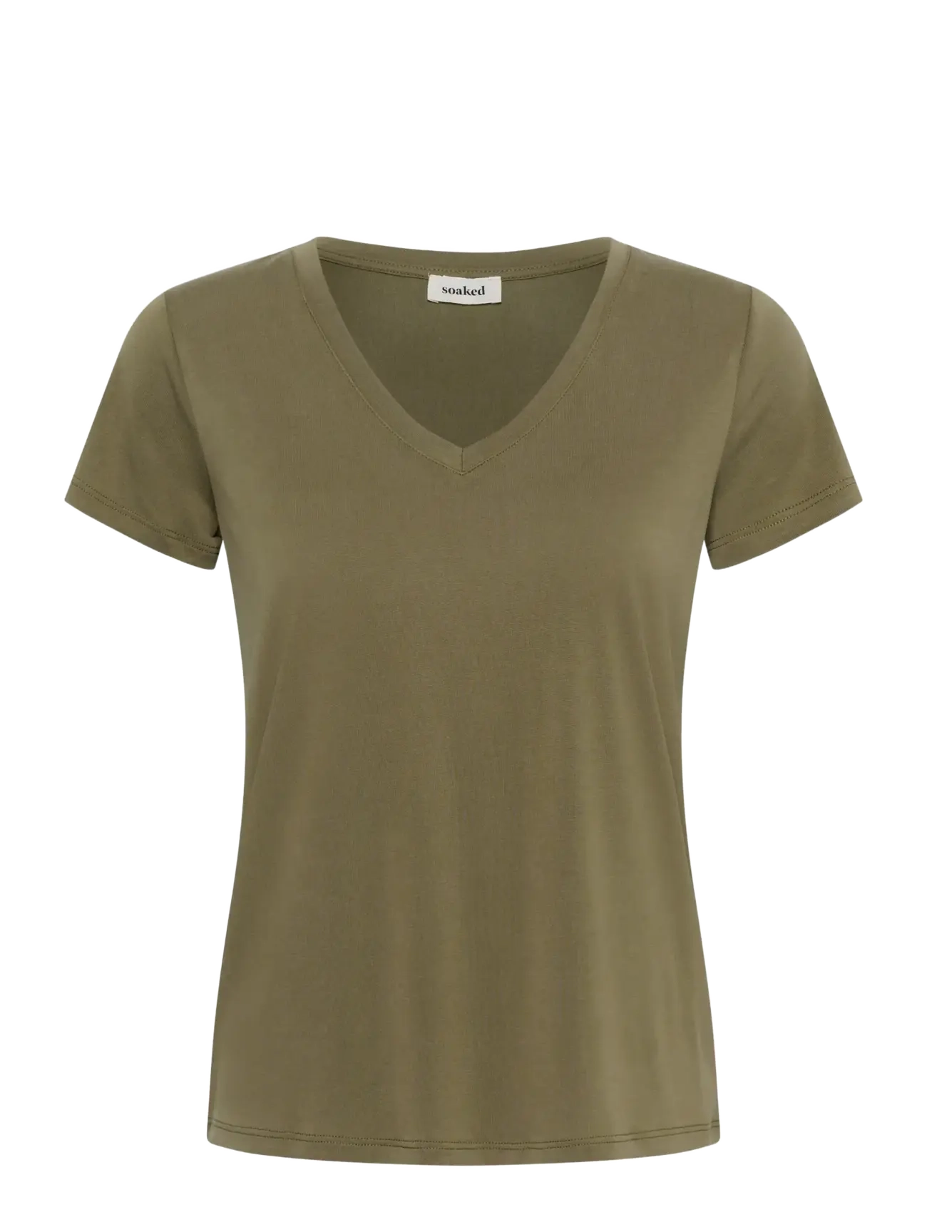 Soaked SLColumbine V-neck SS - Klær - DUSKY GREEN / khaki/green