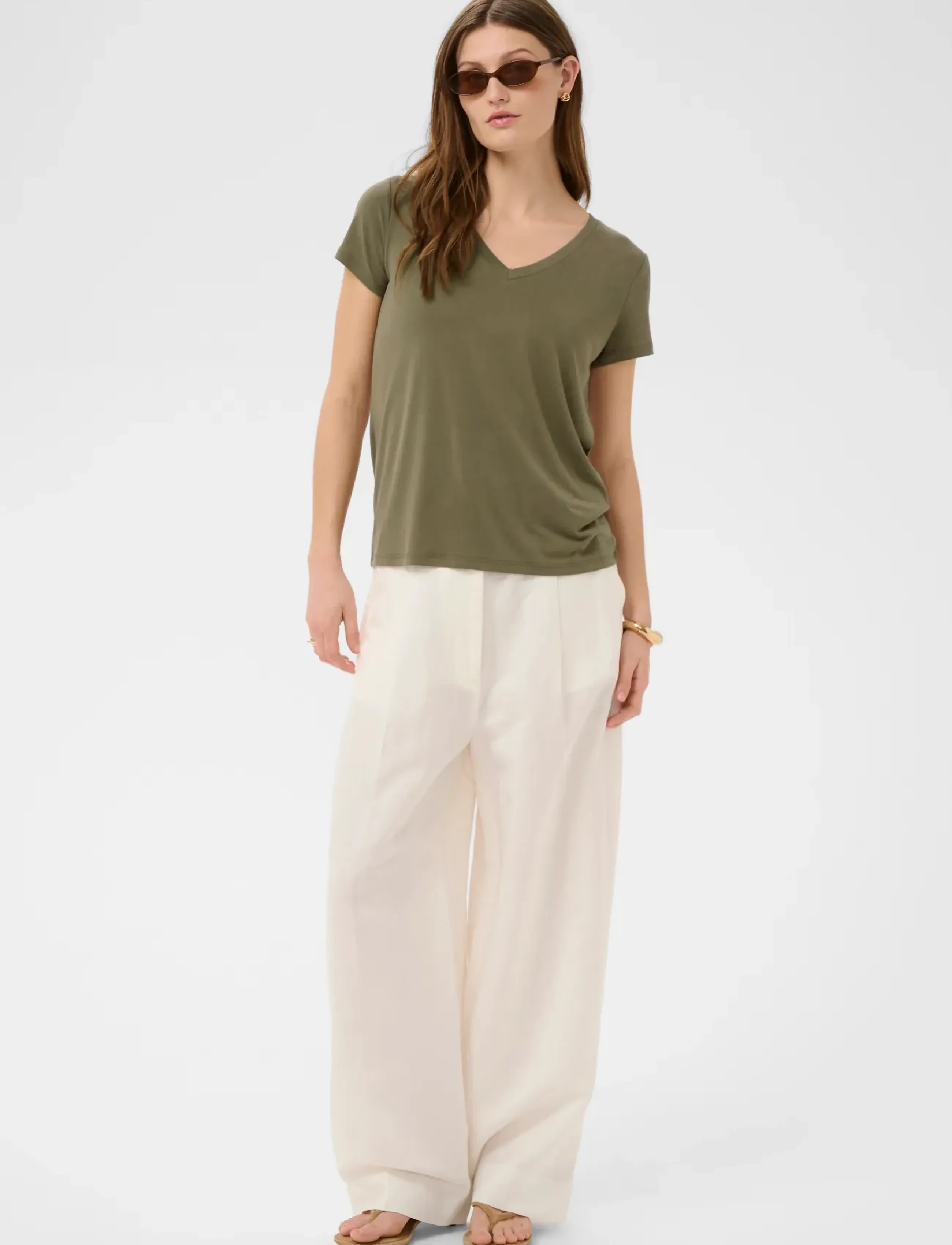 Soaked - SLColumbine V-neck SS - t-shirts - dusky green - 3