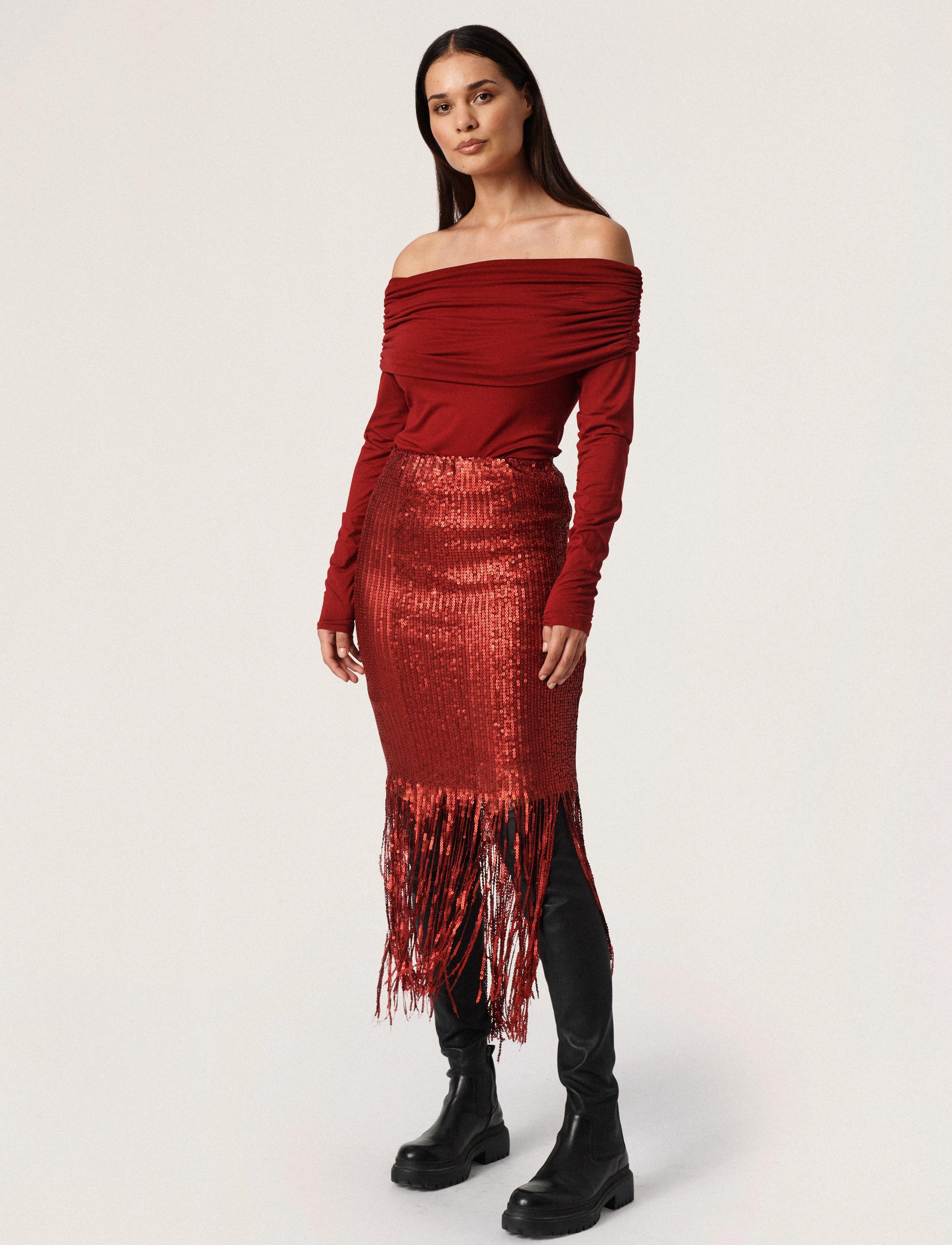 Soaked - SLNicole Skirt - midi nederdele - rhubarb - 3