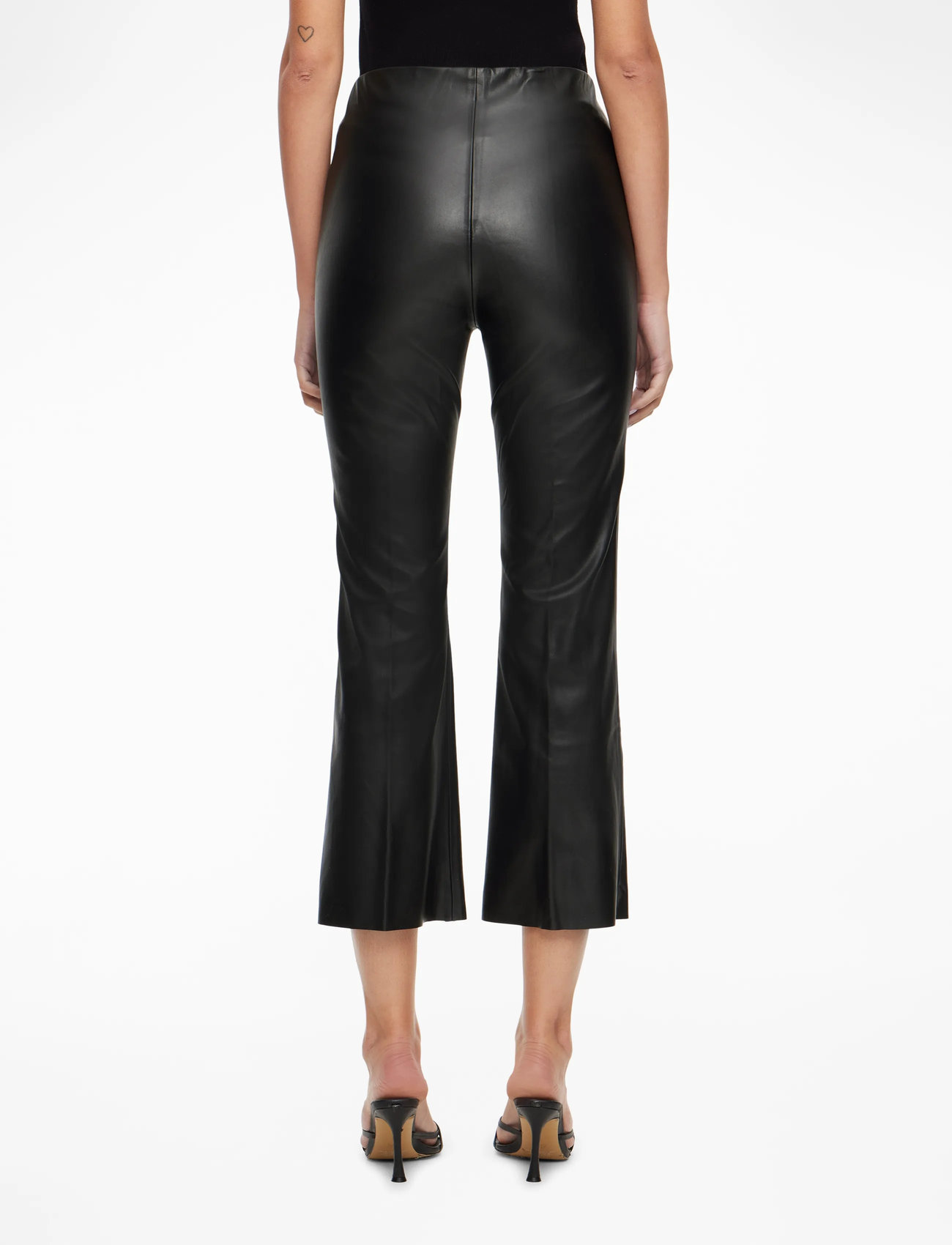 Soaked in Luxury - SLKaylee PU Kickflare Pants - læderbukser - black - 4