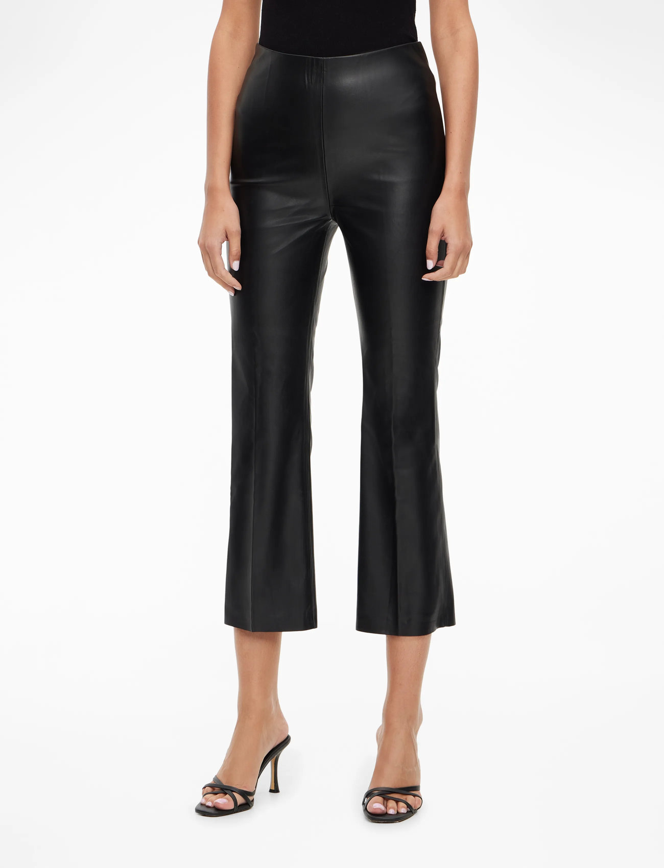 Soaked in Luxury - SLKaylee PU Kickflare Pants - læderbukser - black - 0