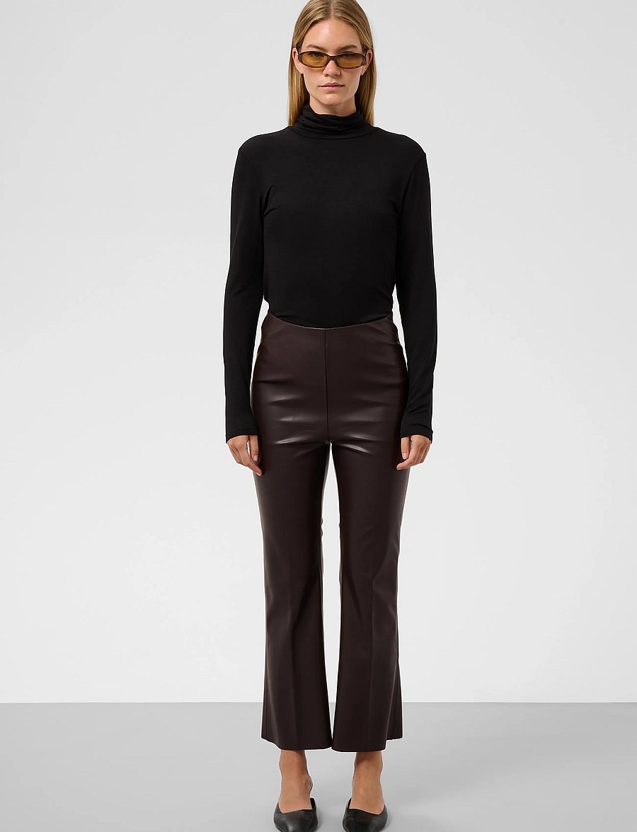 Soaked - SLKaylee PU Kickflare Pants - skinnbyxor - chocolate torte - 3