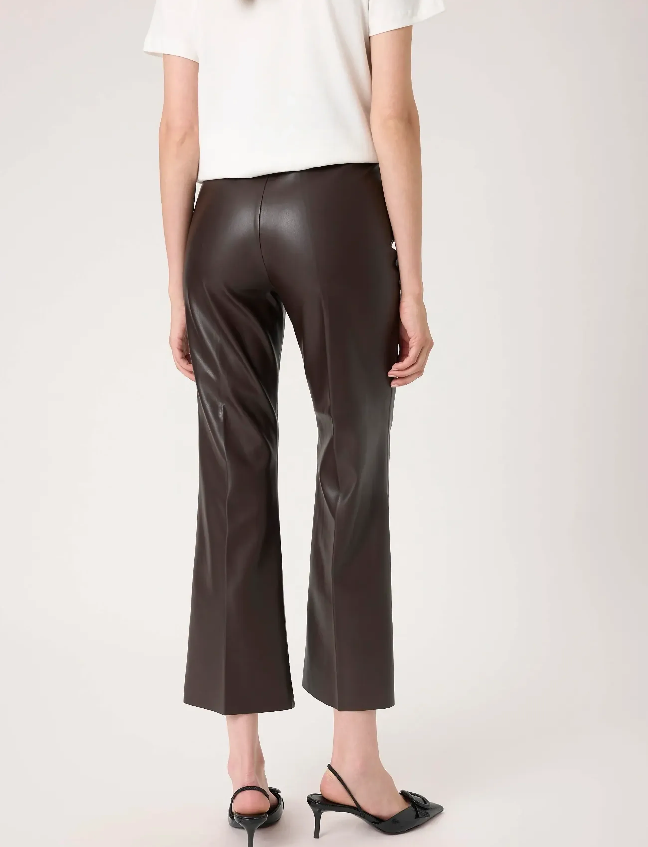 Soaked - SLKaylee PU Kickflare Pants - leather trousers - chocolate torte - 3
