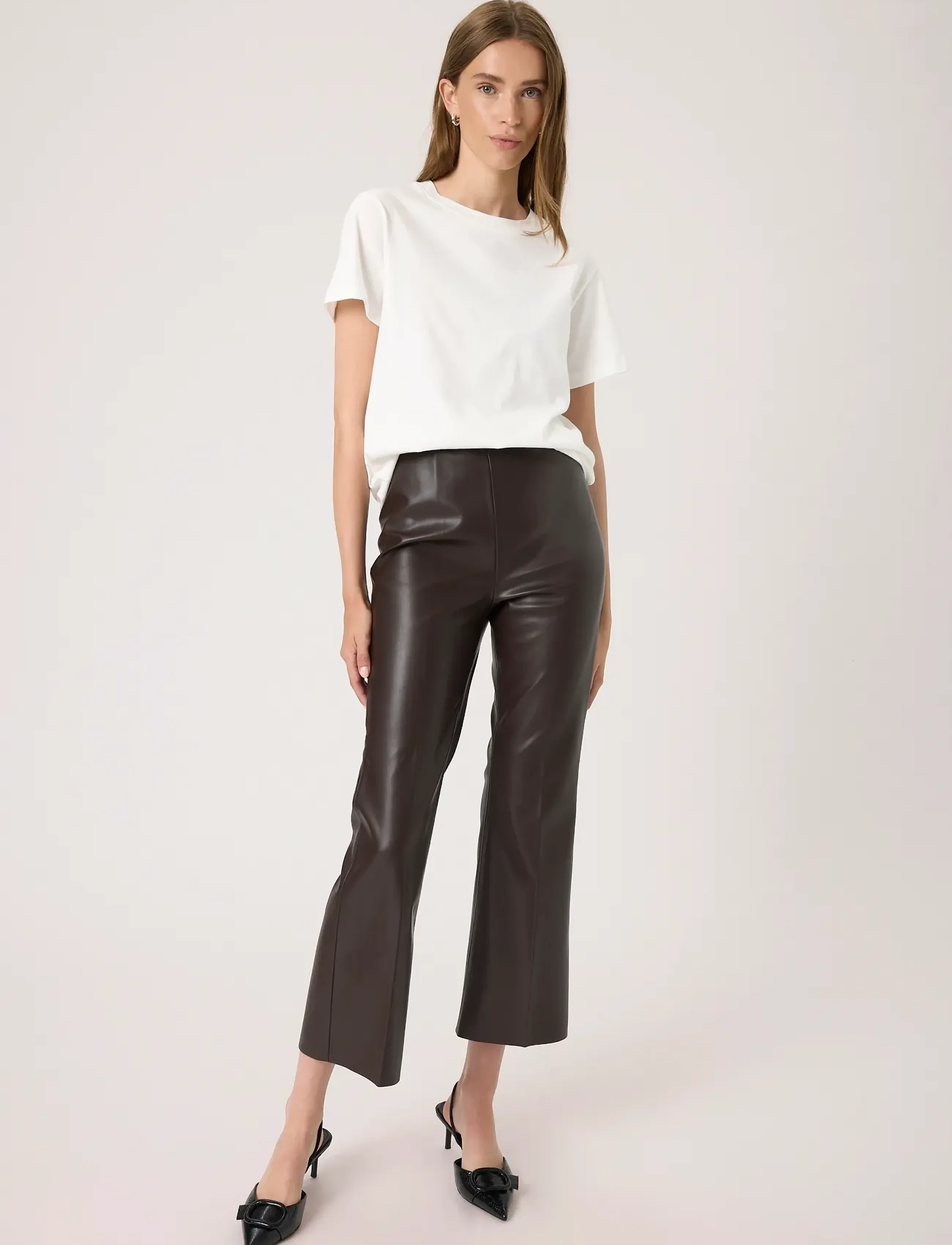Soaked - SLKaylee PU Kickflare Pants - leather trousers - chocolate torte - 4