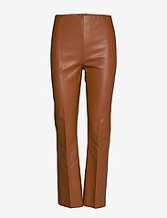 Soaked in Luxury - SLKaylee PU Kickflare Pants - odzież imprezowa w cenach outletowych - mocha bisque - 0
