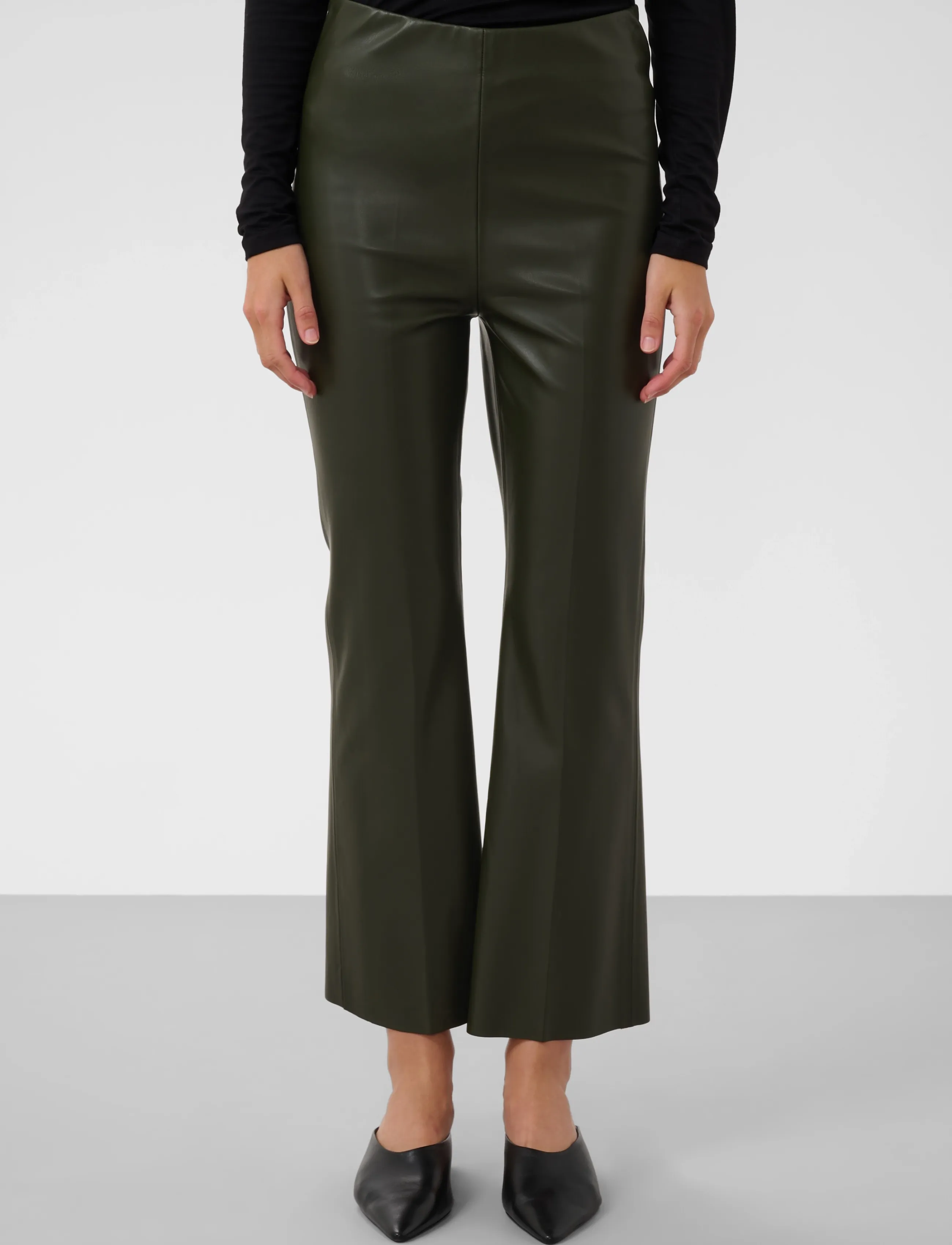 Soaked SLKaylee PU Kickflare Pants - Soaked in Luxury - ROSIN / khaki/green