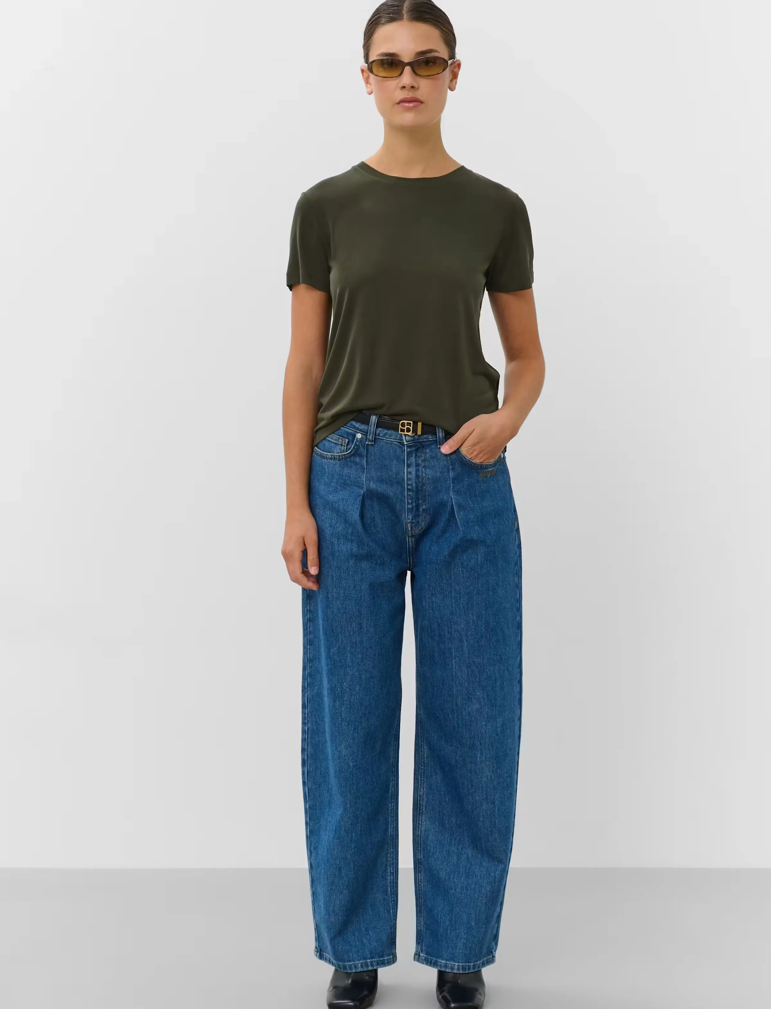 Soaked SLColumbine Crew-Neck T-Shirt SS - T-shirts & Toppe - ROSIN / khaki/green