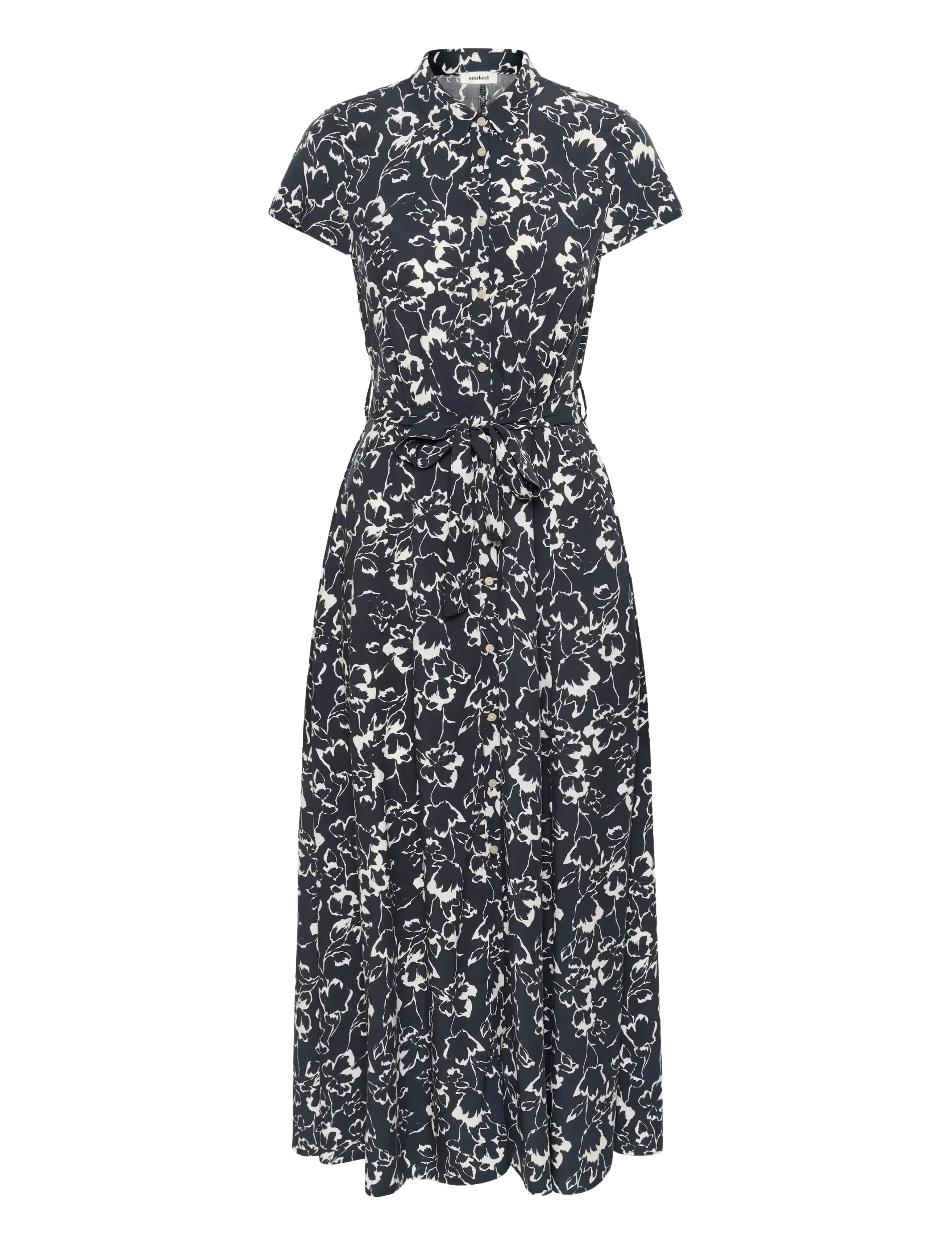 Soaked - SLArjana Maxi Dress SS - hemdkleider - india ink outline flower - 1