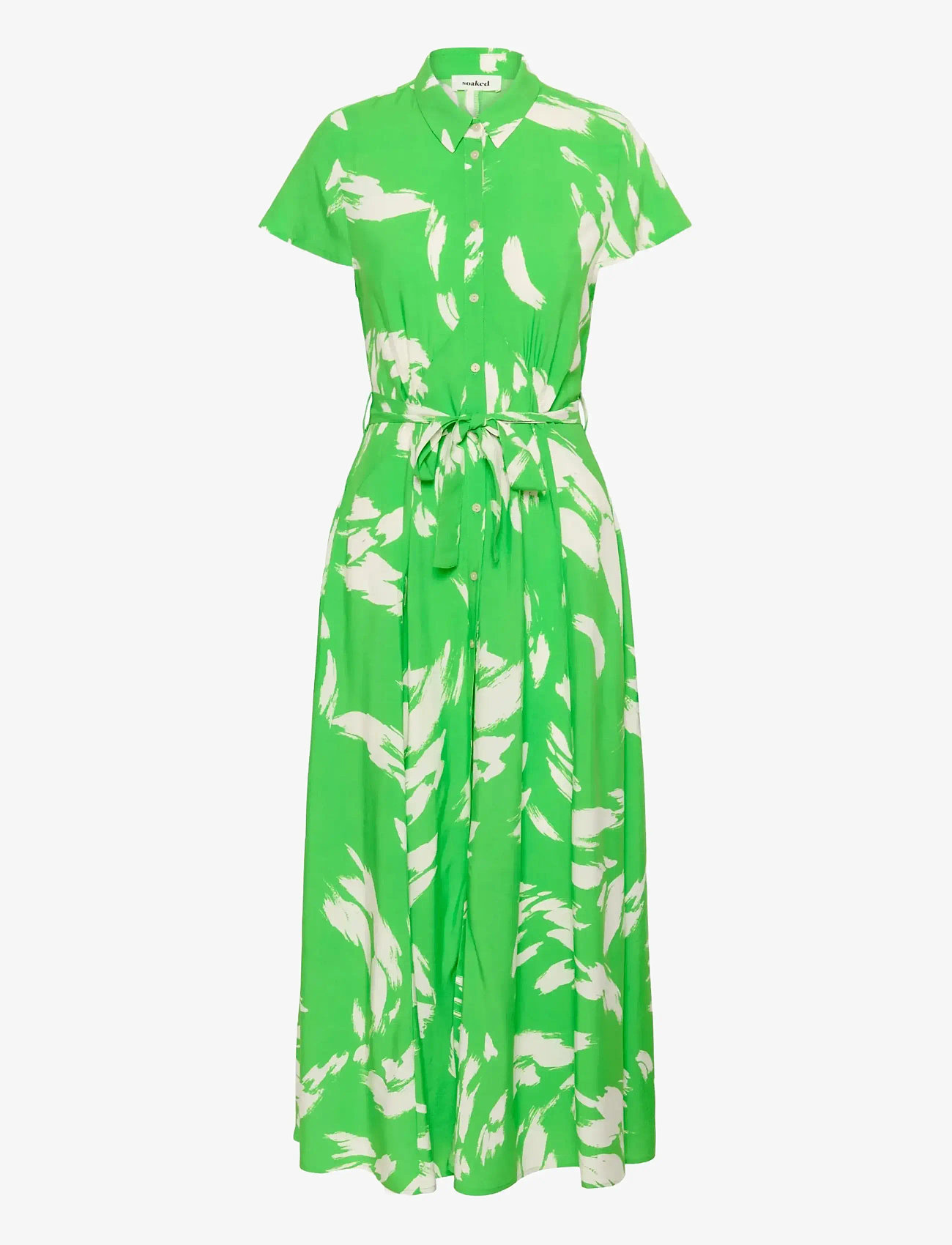Soaked - SLArjana Maxi Dress SS - skjortklänningar - vibrant green splash print - 1