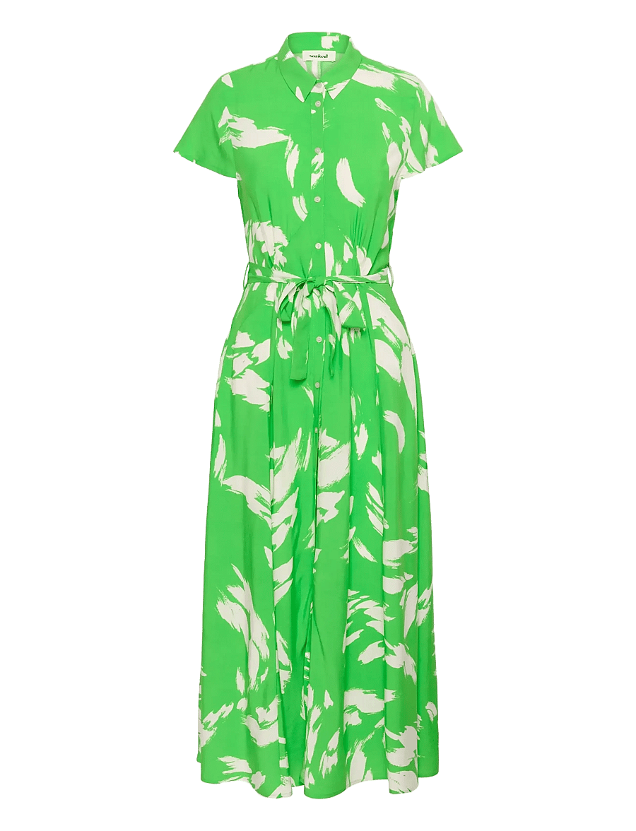 Soaked - SLArjana Maxi Dress SS - skjortekjoler - vibrant green splash print - 1