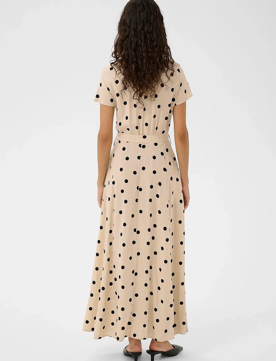 Soaked - SLArjana Maxi Dress SS - hemdkleider - oatmeal with black dots - 3