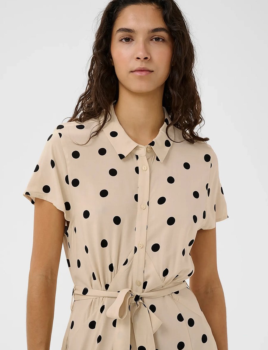 Soaked - SLArjana Maxi Dress SS - hemdkleider - oatmeal with black dots - 4