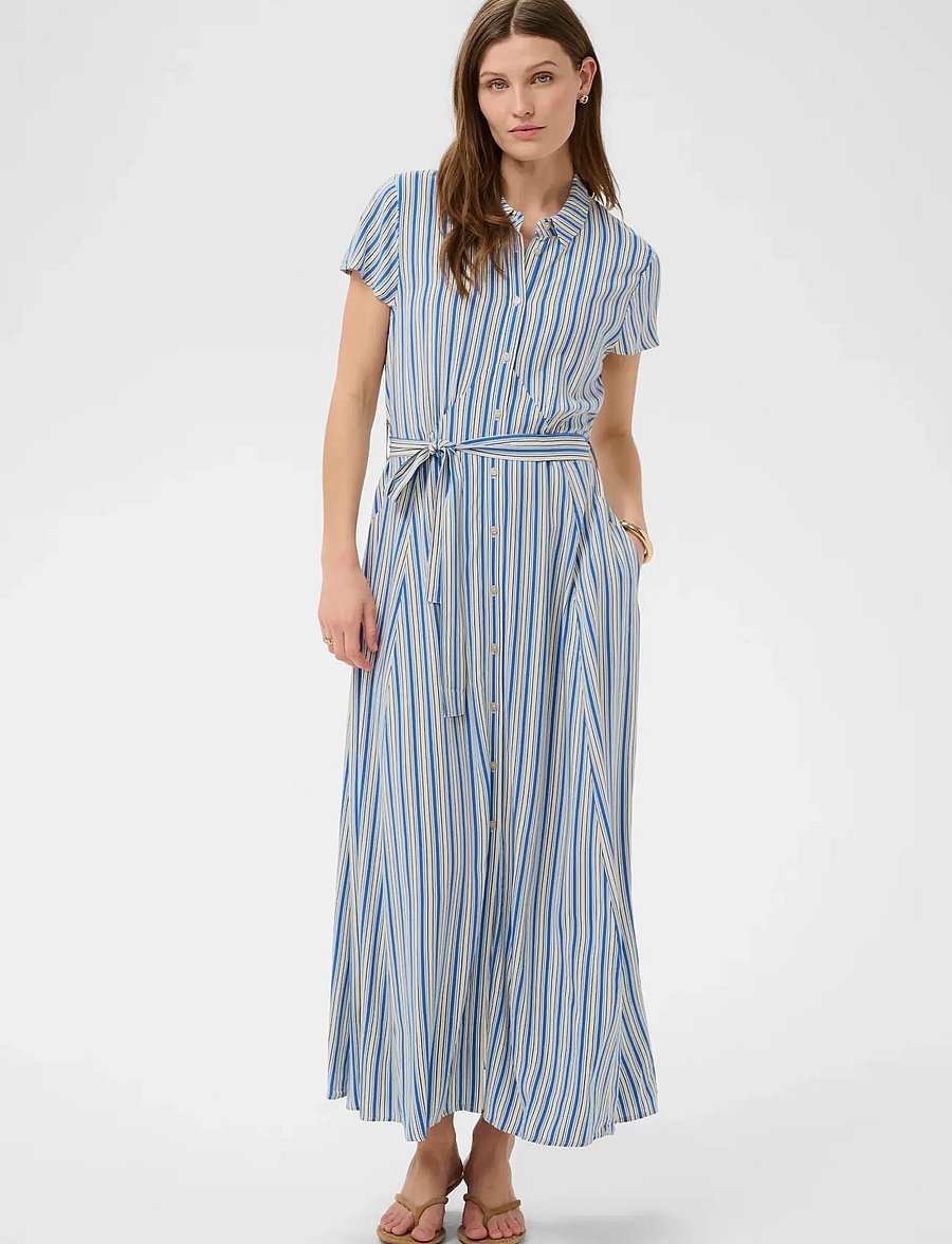 Soaked - SLArjana Maxi Dress SS - skjortklänningar - regatta stripe - 0