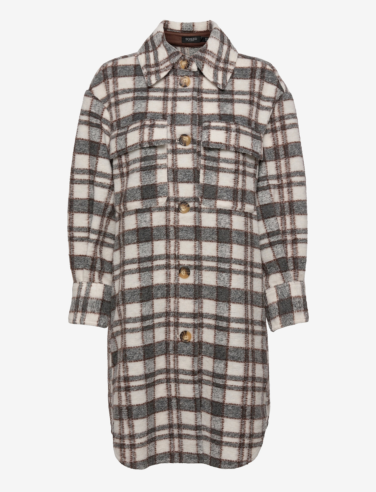 Soaked in Luxury - SLCookie Coat - ullkappor - whisper white and grey check - 0