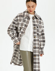 Soaked in Luxury - SLCookie Coat - ullkappor - whisper white and grey check - 2