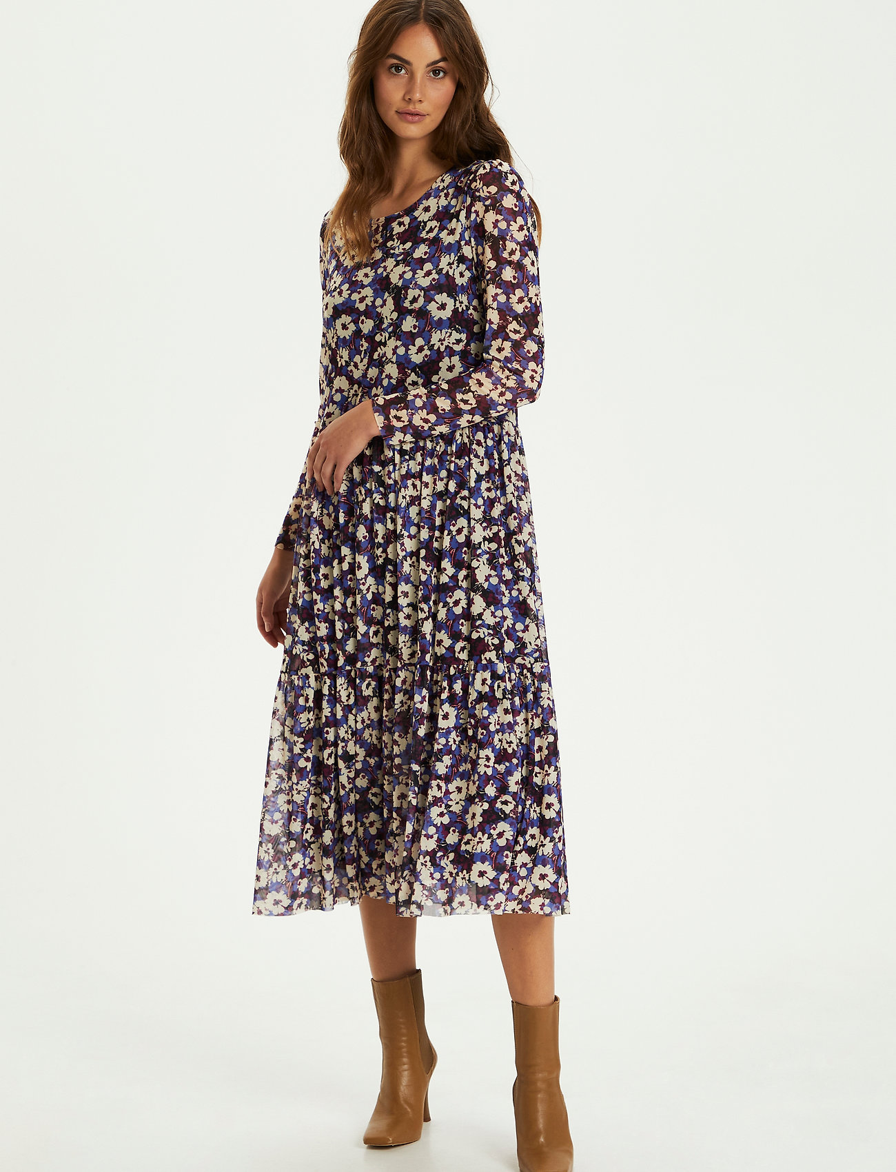 Soaked in Luxury - SLPaprika Dress LS - dazzling blue flower - 3