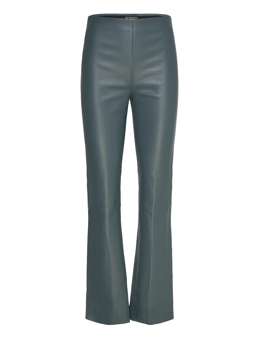 Soaked - SLKaylee Straight Pants - nahkpüksid - dark slate - 0