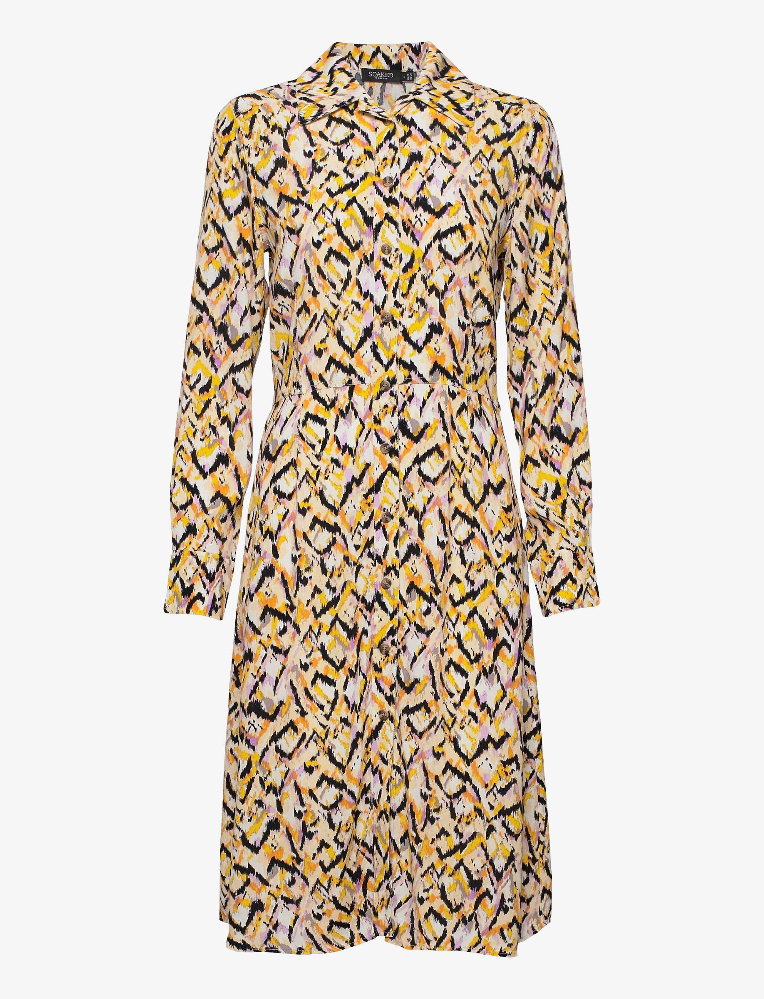 Soaked in Luxury - SLEverdeen Shirt Dress LS - cornhusk diamond bleed print - 1