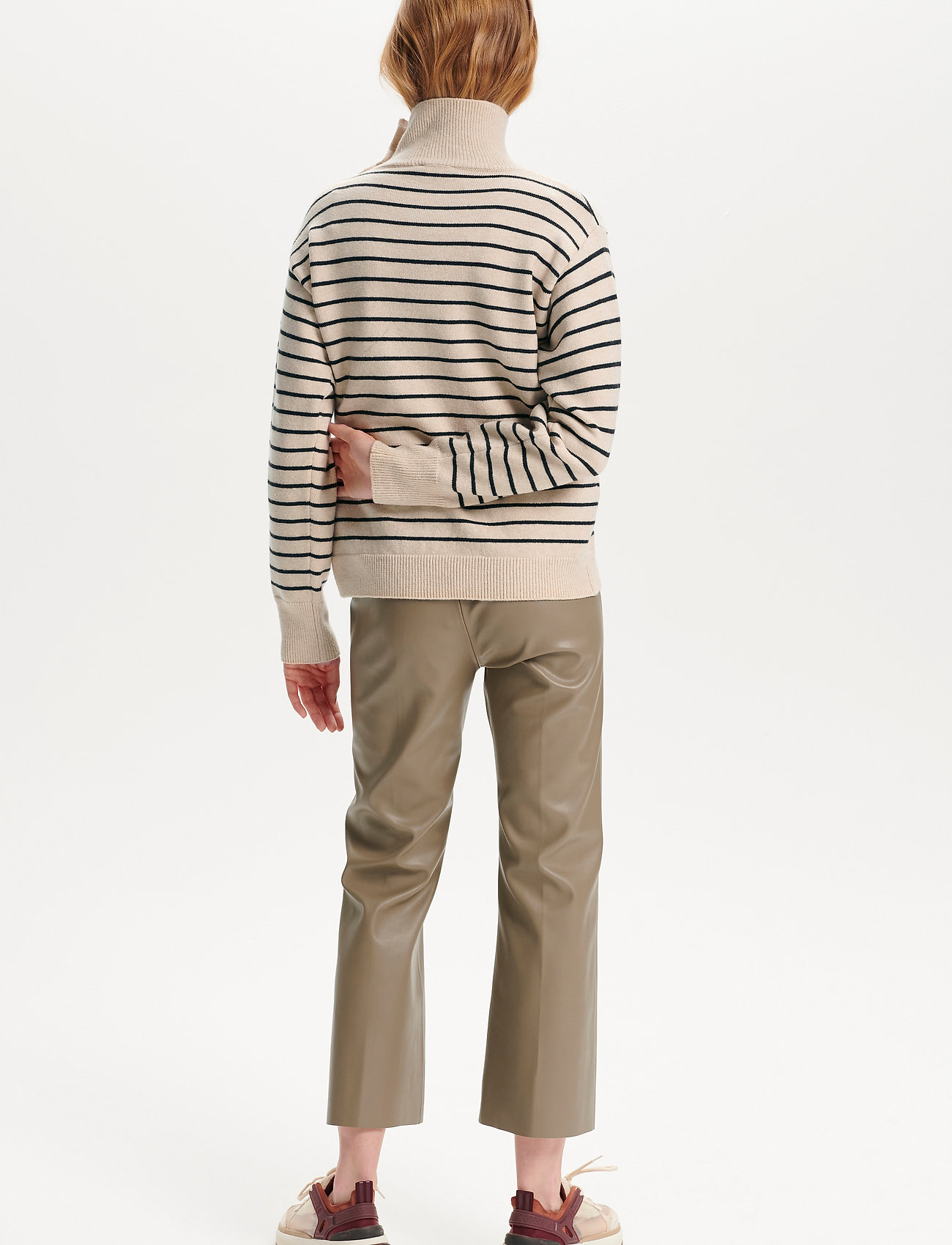 Soaked in Luxury - SLLyrica Stripe Pullover LS - sandshell and black stripe - 4