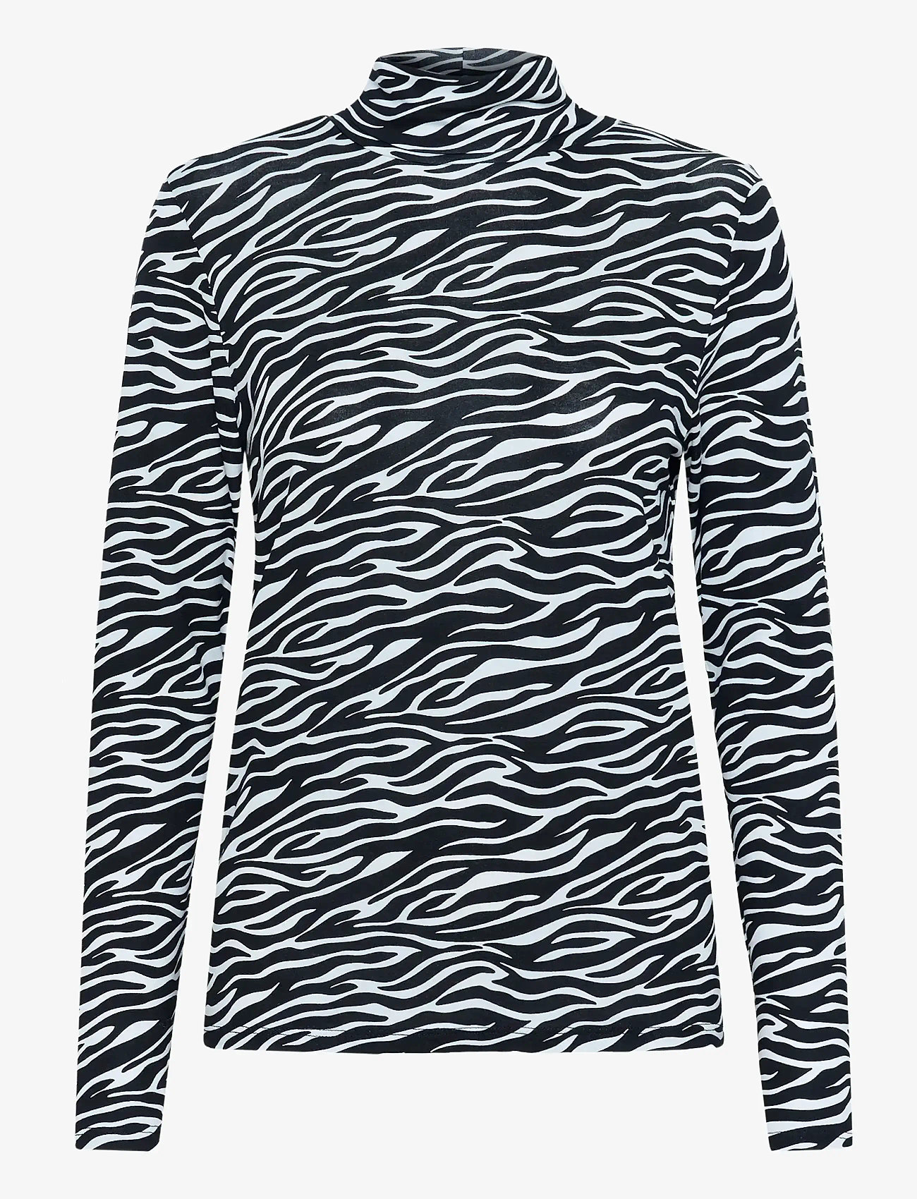 Soaked in Luxury - SLHanadi Printed Rollneck LS - langærmede toppe - black and white animal print - 1