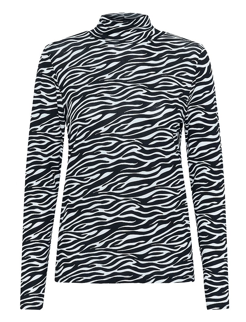 Soaked in Luxury - SLHanadi Printed Rollneck LS - langærmede toppe - black and white animal print - 1