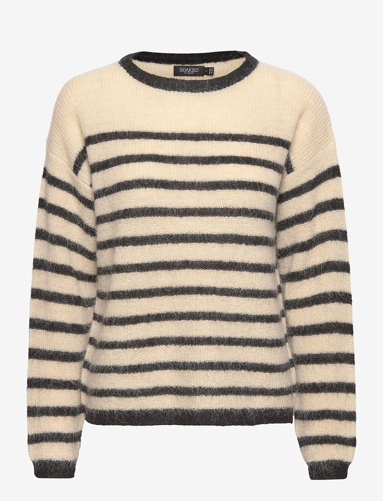 Soaked in Luxury - SLTuesday Stripe Jumper LS - bone white and black stripe - 0