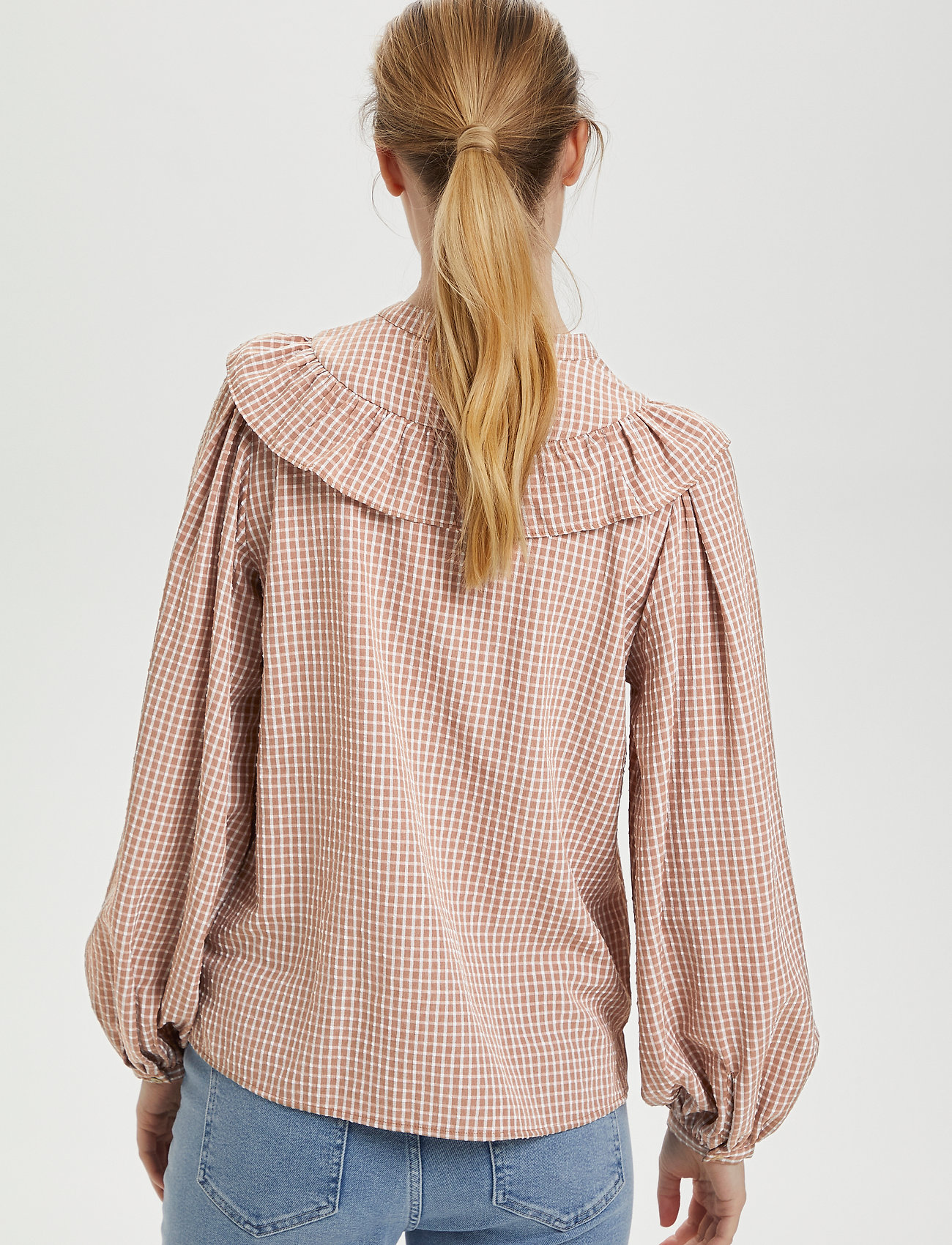 Soaked in Luxury - SLWiola Shirt LS - beaver fur/broken white checks - 4