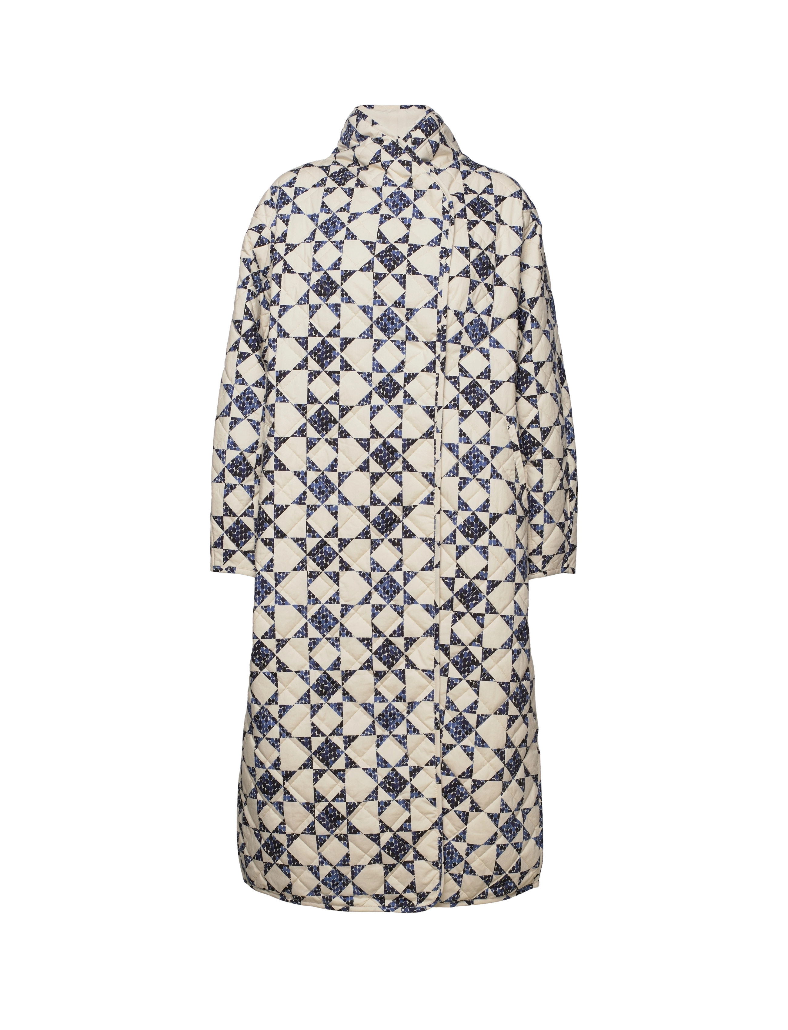 Soaked in Luxury - SLDottir Quilted Coat - blue quilted dot print - 2