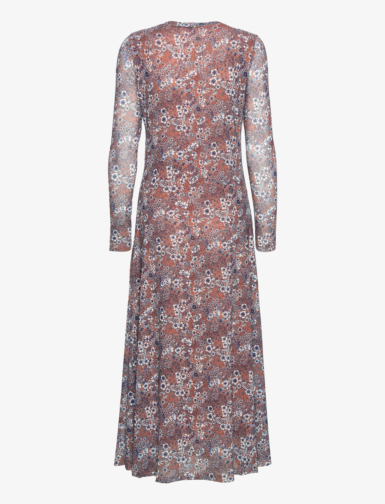 Soaked in Luxury - SLBriley Arine Dress LS - midi kjoler - amber brown floral - 1